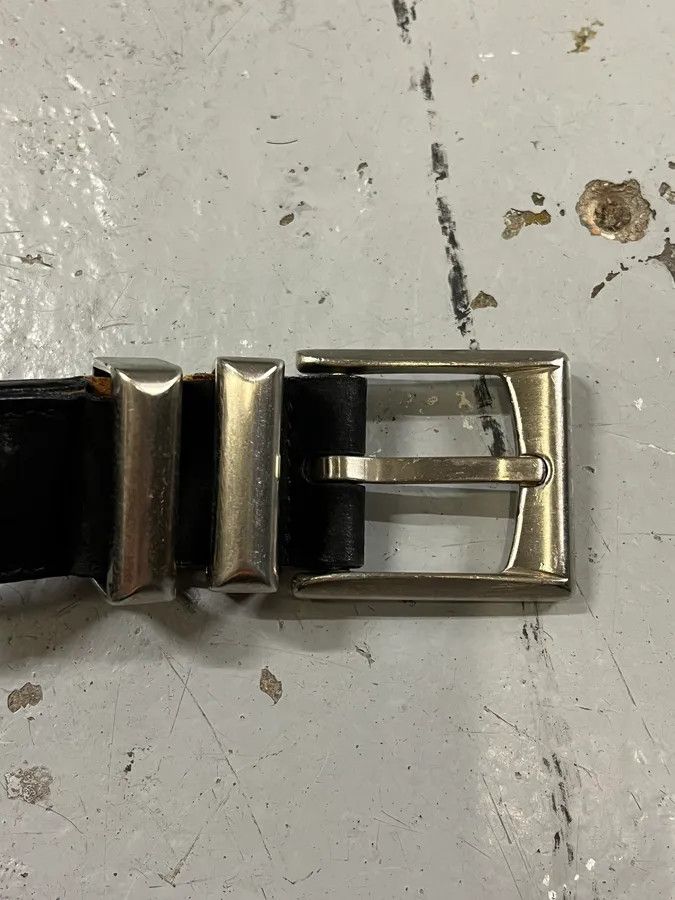 Vintage 2000s Versace Pony Hair Studded Black Leather Belt Size ONE SIZE - 6 Thumbnail