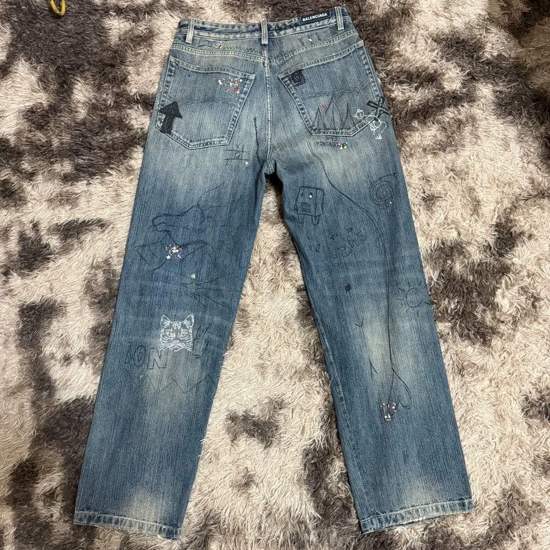 Balenciaga Balenciaga size xs Mud-dyed doodles and rhinestone jeans 2 Size US 28 / EU 44 - 2 Thumbnail