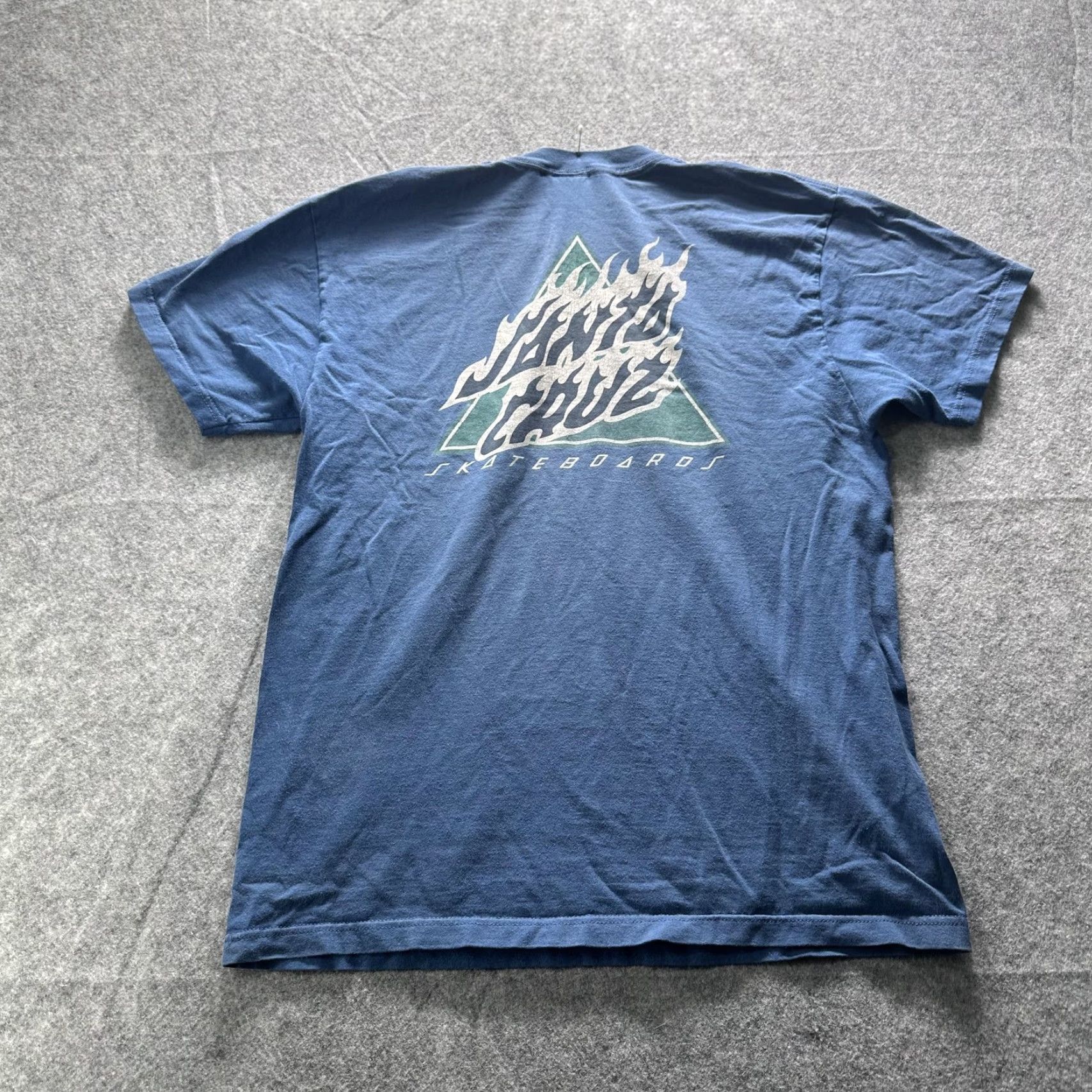 Vintage Santa Cruz Shirt Mens Large Blue Flame Triangle Skateboards Logo Graphic Tee Size US L / EU 52-54 / 3 - 7 Thumbnail