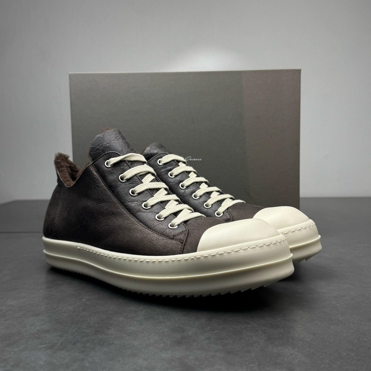 Rick owens leather sherling ramones sample