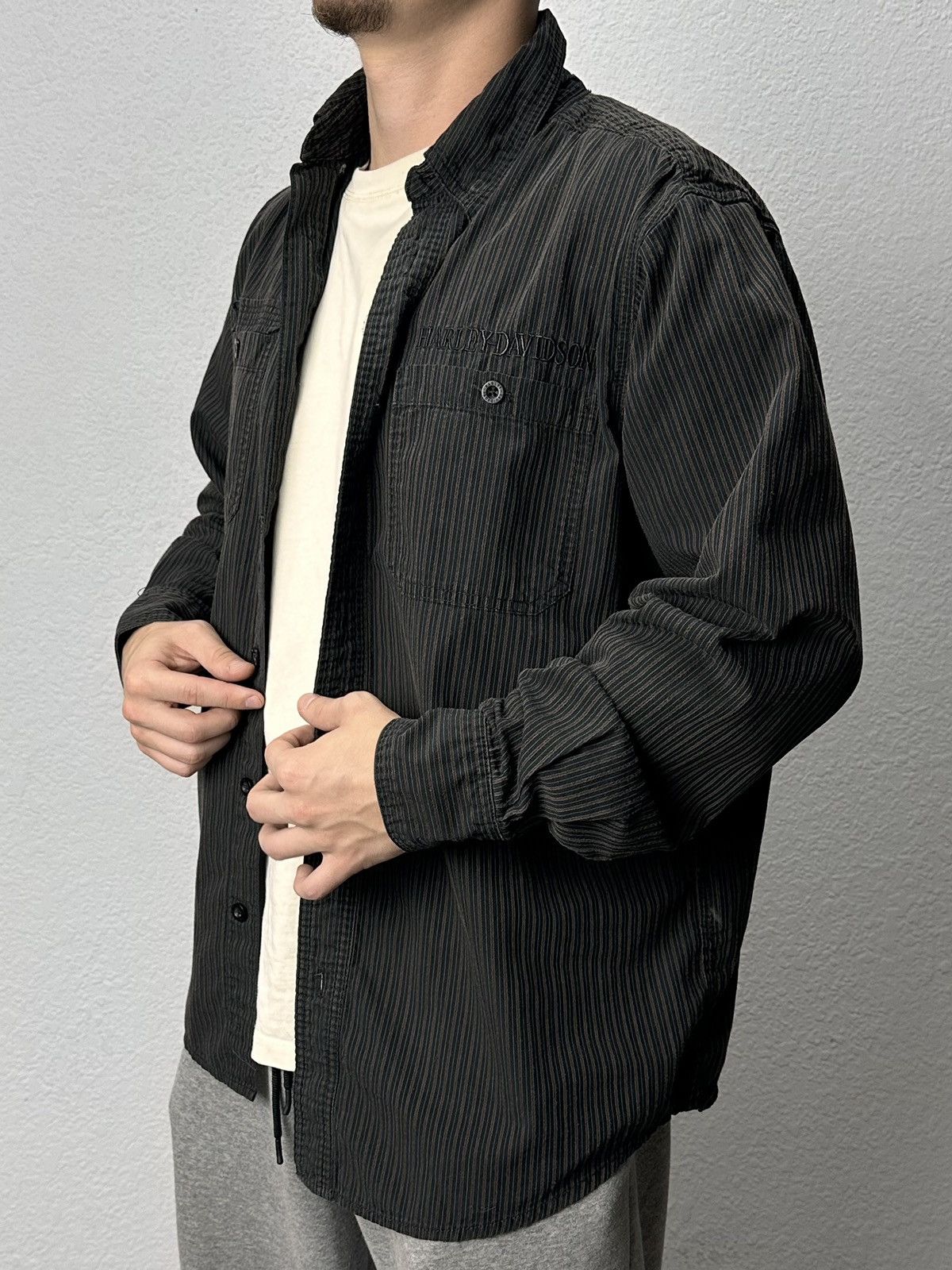 Harley Davidson Harley Davidson striped black shirt biker West Choppers Y2K Size US M / EU 48-50 / 2 - 3 Thumbnail