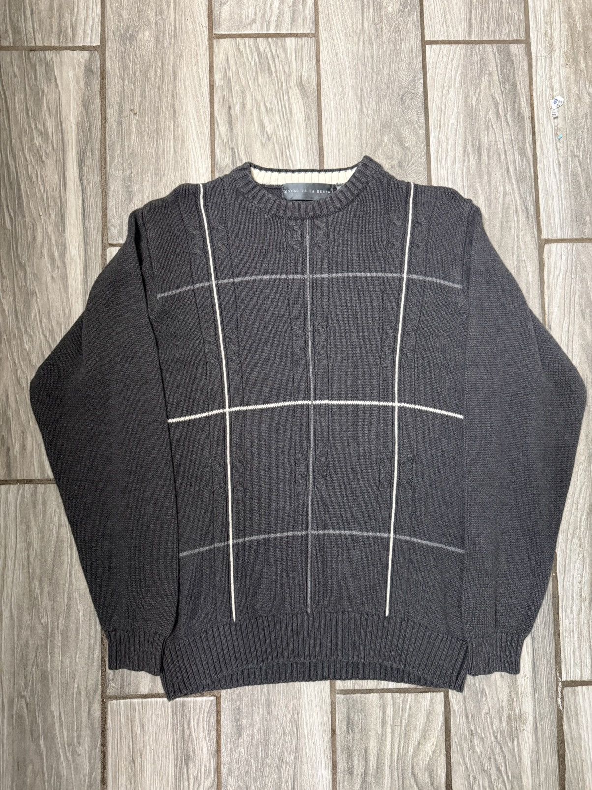 Oscar De La Renta Oscar De La Renta Men’s Crewneck Sweater Grey/White Size US L / EU 52-54 / 3 - 1 Thumbnail