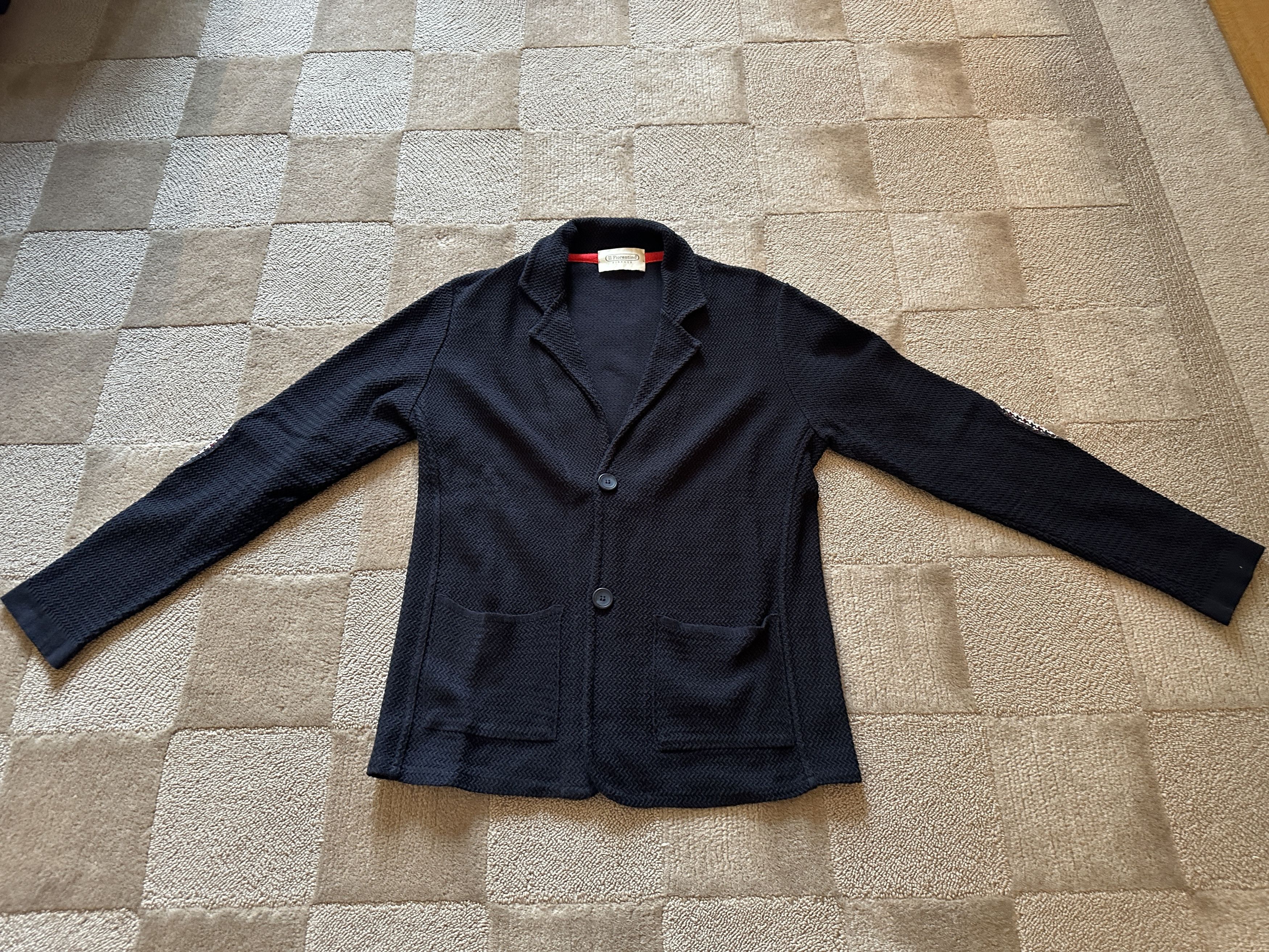 Designer Il Fiorentino Blue Knit Blazer Size 46S - 2 Thumbnail
