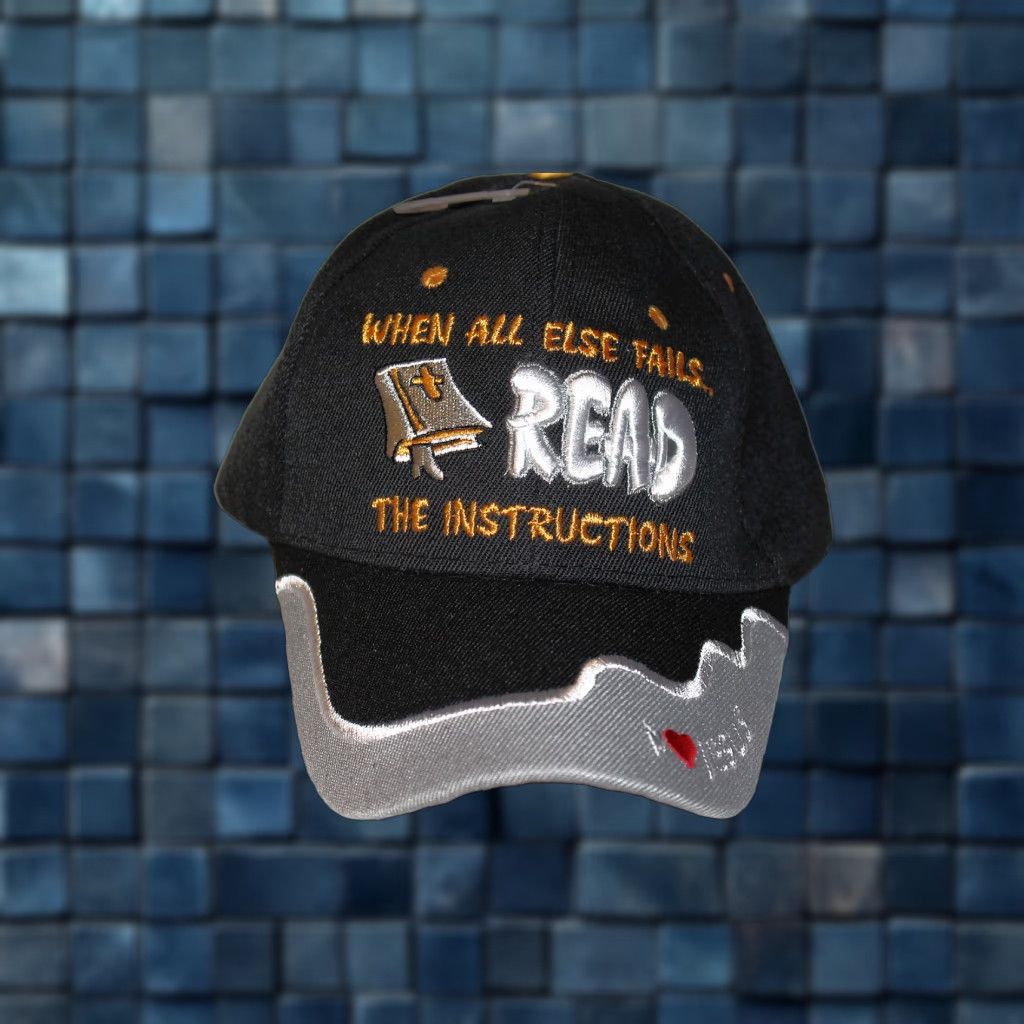 Vintage TOP Adjustable Black Baseball Cap "When All Else Fails Read The Instructions" Mens Size ONE SIZE - 1 Thumbnail