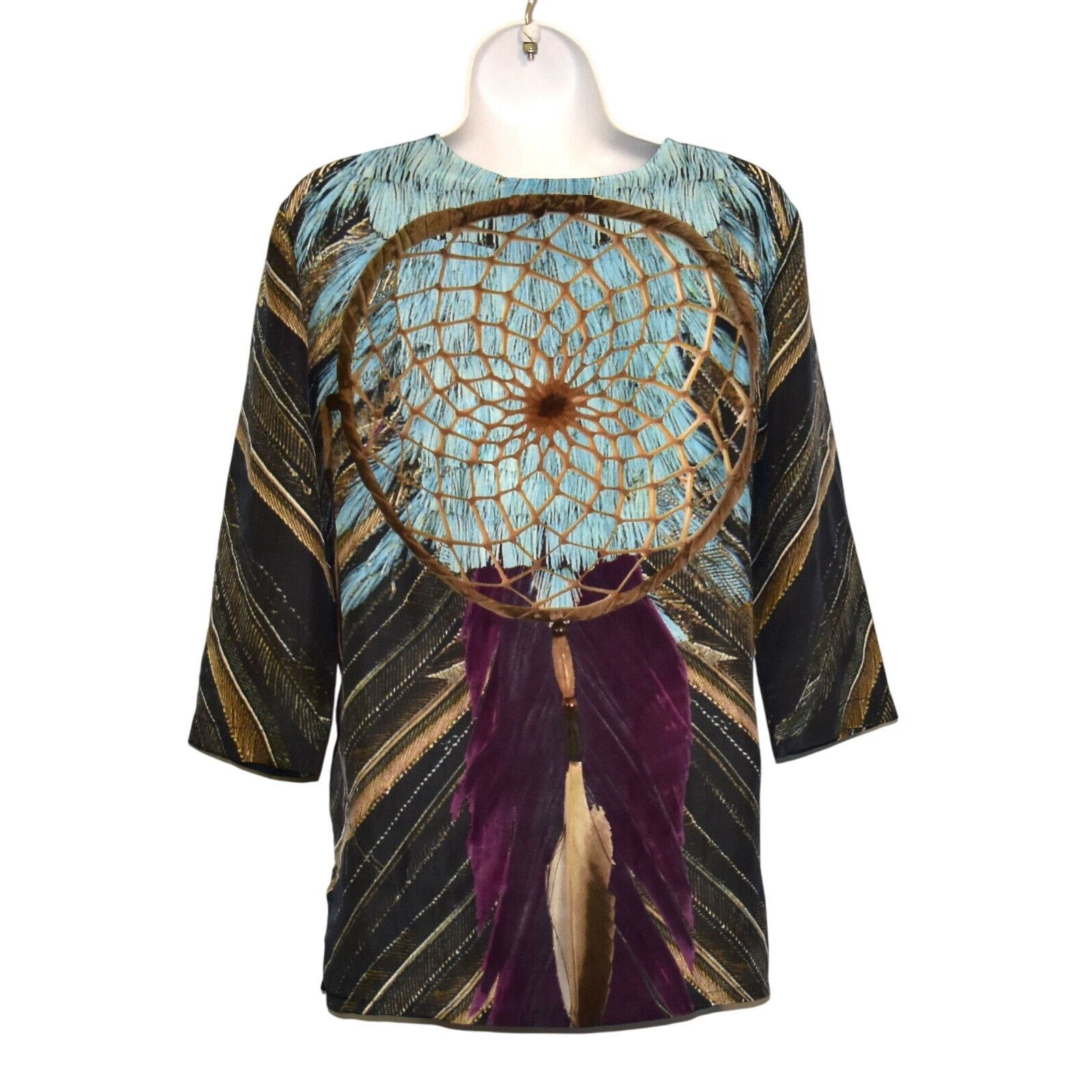Figue NWT FIGUE 100% Silk Multicolor Iris Tunic Blouse Top Sz XXS Size XXS / US 00 / IT 34 - 3 Thumbnail