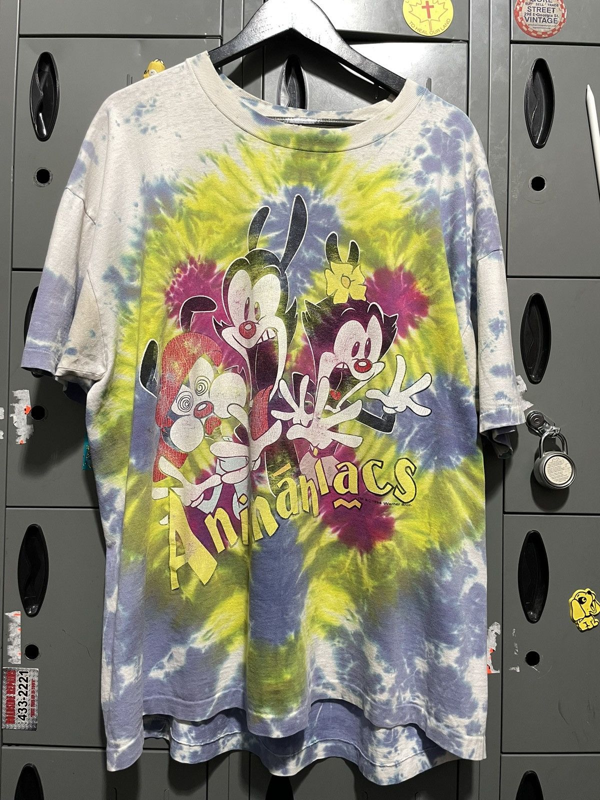 image of 1994 Vintage Animaniacs Cartoon Tv Show 90's Art in Tie Dye, Men's (Size 2XL)