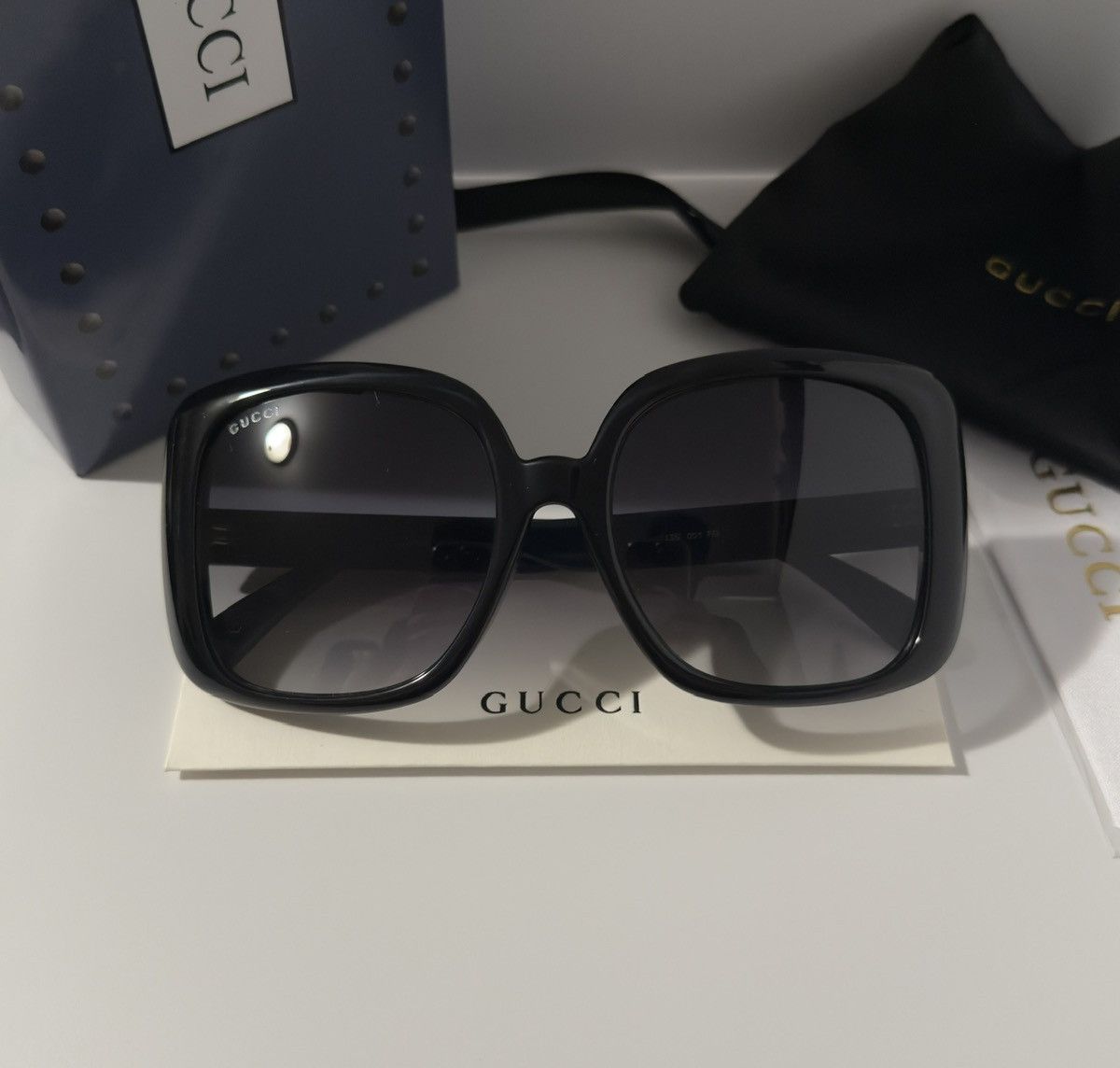 Gucci Gucci GG0713S Black Square Sunglasses Blue Red Web Size ONE SIZE - 2 Thumbnail