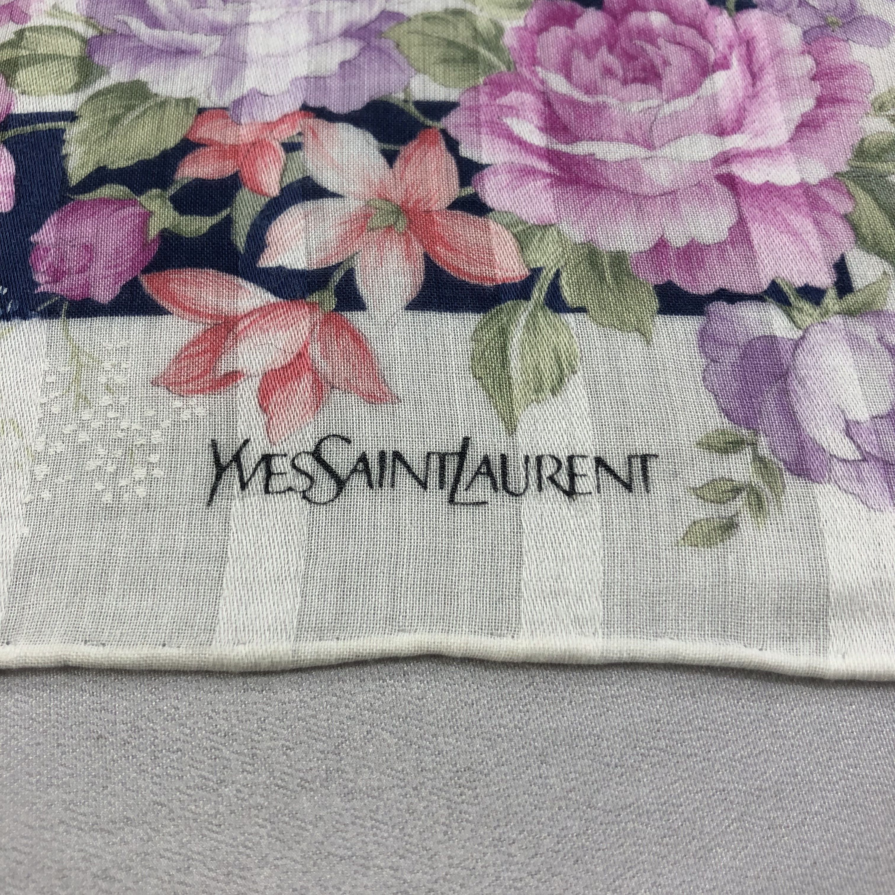 Yves Saint Laurent YSL Floral Handkerchief Neckerchief Bandana H1598 Size ONE SIZE - 4 Thumbnail