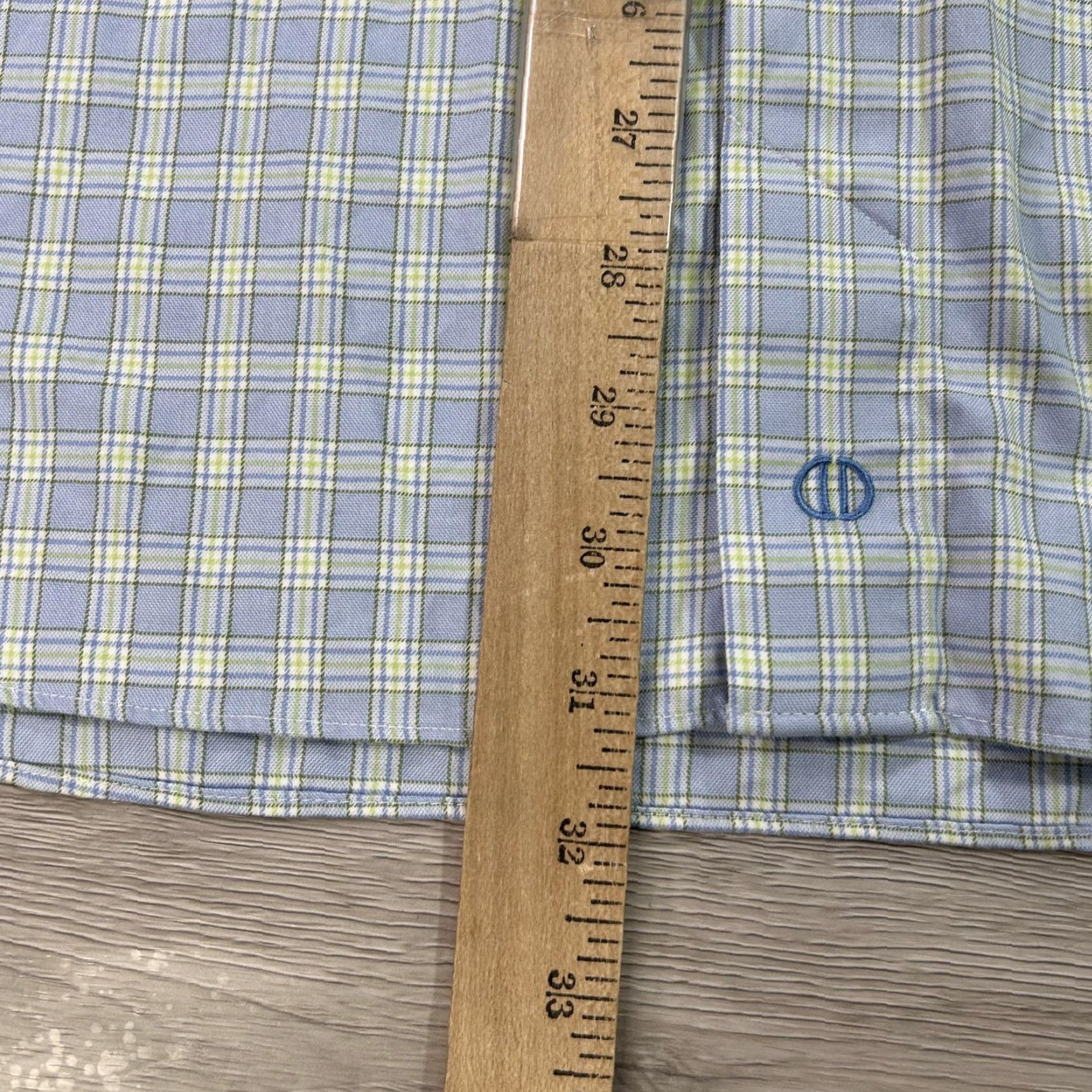 David Donahue David Donahue Shirt Mens 16.5 32/33 Blue Green Plaid Long Sleeve Button Front Dress Shirt Size US XL / EU 56 / 4 - 6 Thumbnail