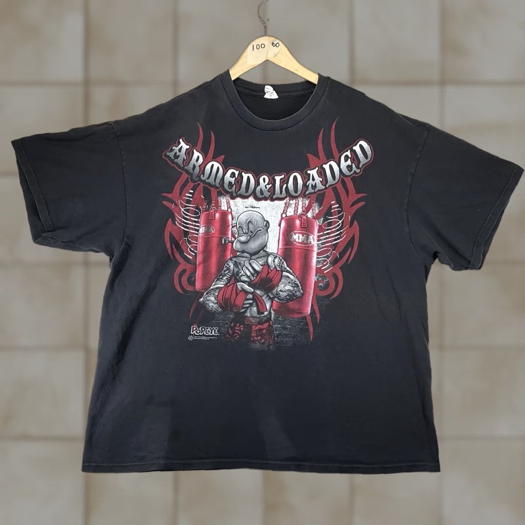 Delta Popeye T Shirt Mens 3XL Faded Black y2k MMA Theme Armed Loaded 2011 Size US XXL / EU 58 / 5 - 1 Thumbnail