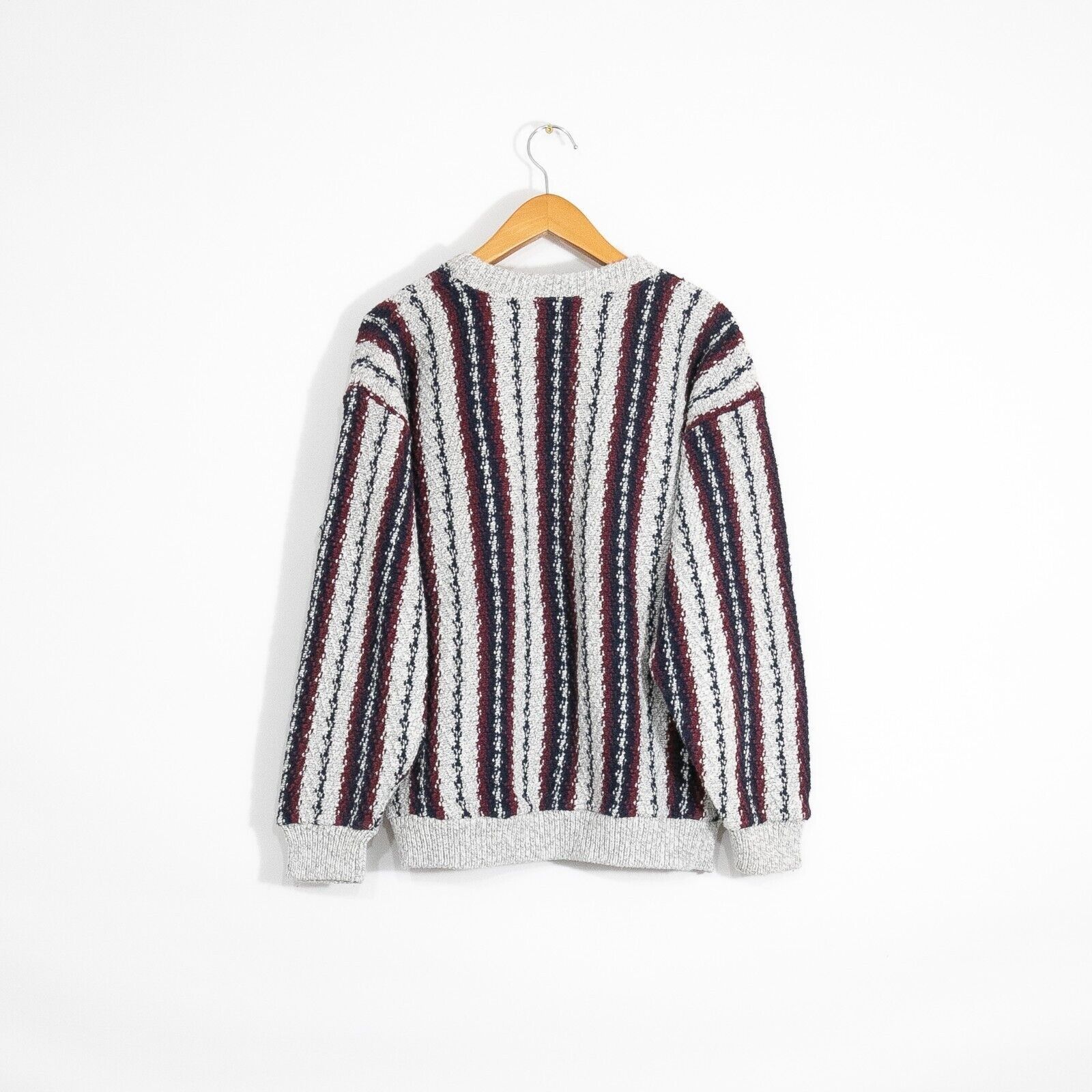 Vintage Vintage Striped Cotton Knit Sweater Mens Medium - Textured Size US M / EU 48-50 / 2 - 6 Thumbnail