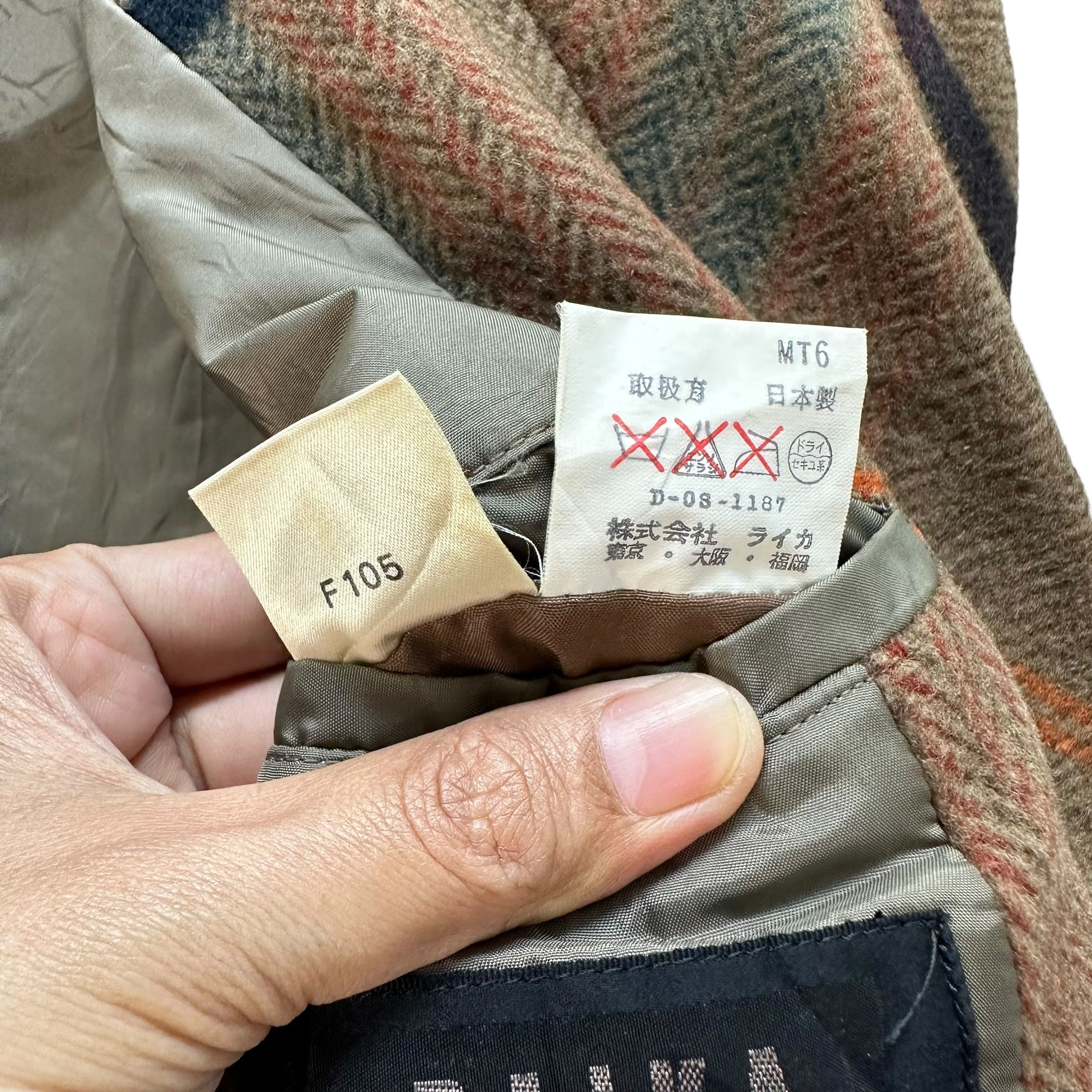 Japanese Brand 90's RAIKA Herringbone Double Breast Wool Jacket #A037-0851 Size US M / EU 48-50 / 2 - 9 Thumbnail