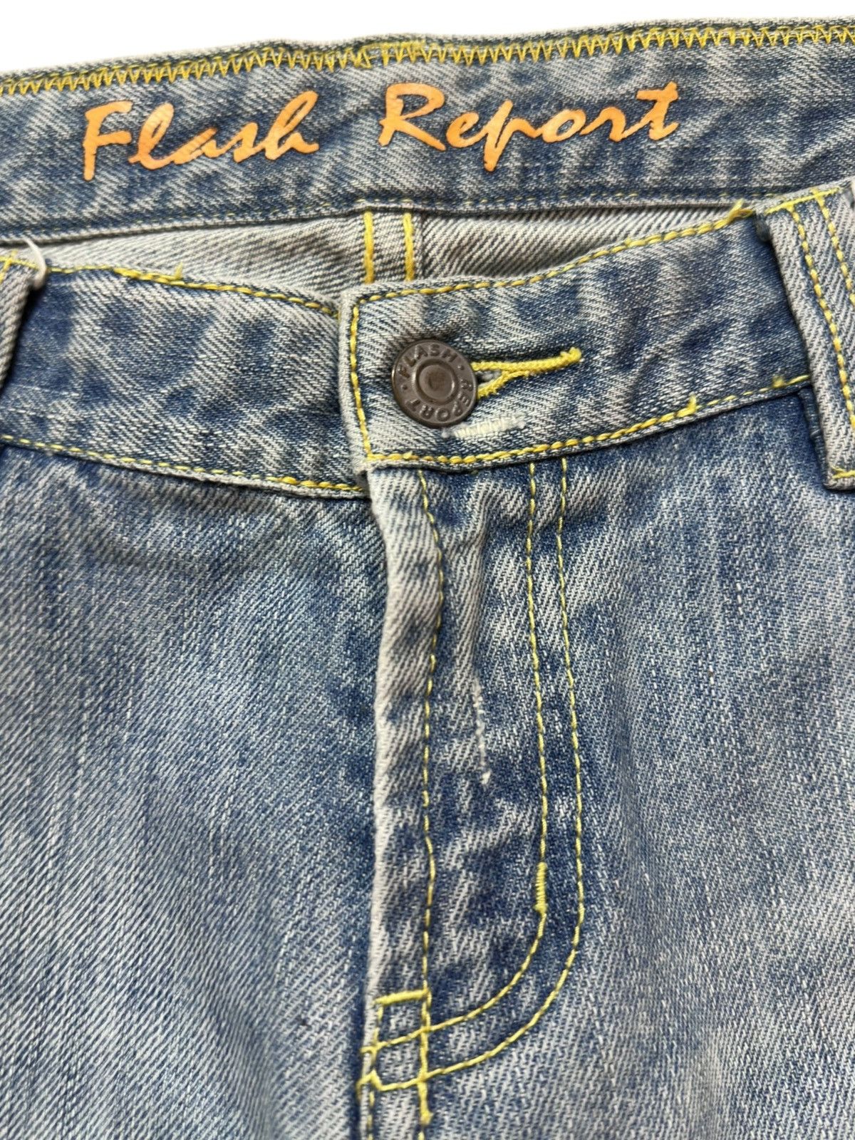 Tornado Mart Vintage Flash Report Flare Faded Distressed Denim Size US 33 - 5 Thumbnail