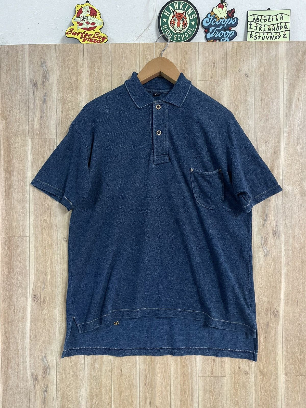 45rpm × Indigo × Japanese Brand 45RPM Deep Indigo Polo Shirt L Made in Japan 🇯🇵 Size US L / EU 52-54 / 3 - 1 Thumbnail