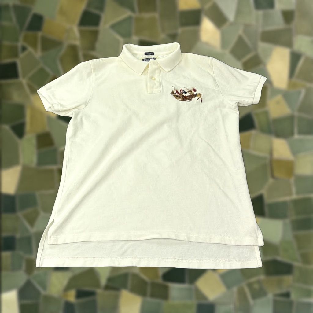 Vintage English Polo League Shirt Mens Large White Embroidered Horse Equestrian Polo Size US L / EU 52-54 / 3 - 1 Thumbnail