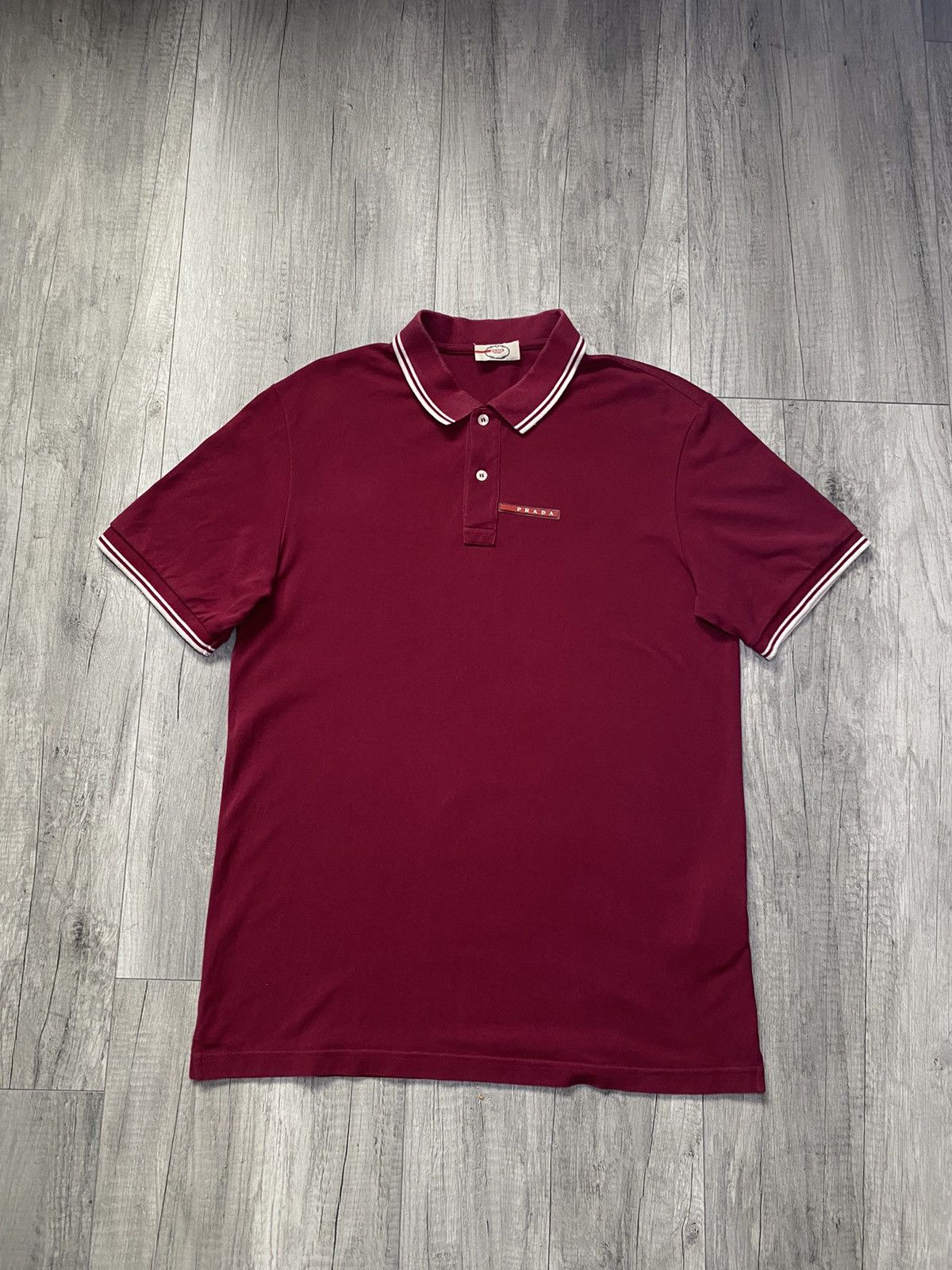 image of Prada Vintage Polo XL T Shirt in Cherry Red, Men's