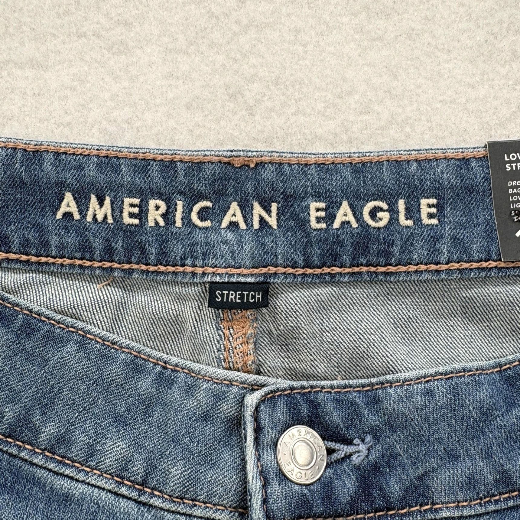 American Eagle Outfitters American Eagle Jeans 16 Short Blue Low-Rise Baggy Wide Leg Stretch Dreamy Womens Size 38" / US 16 / IT 52 - 4 Thumbnail