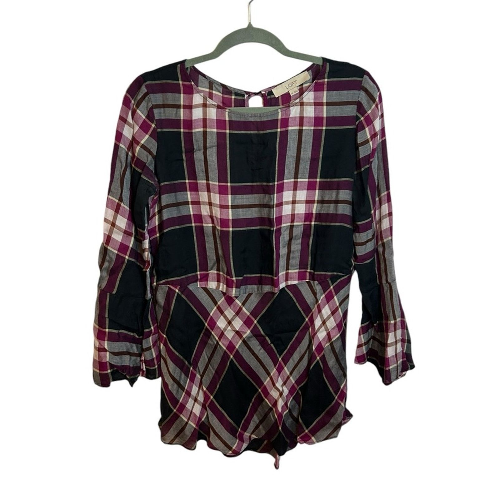 Loft Loft Plaid Tie Back Tunic Blouse Size XS / US 0-2 / IT 36-38 - 1 Thumbnail