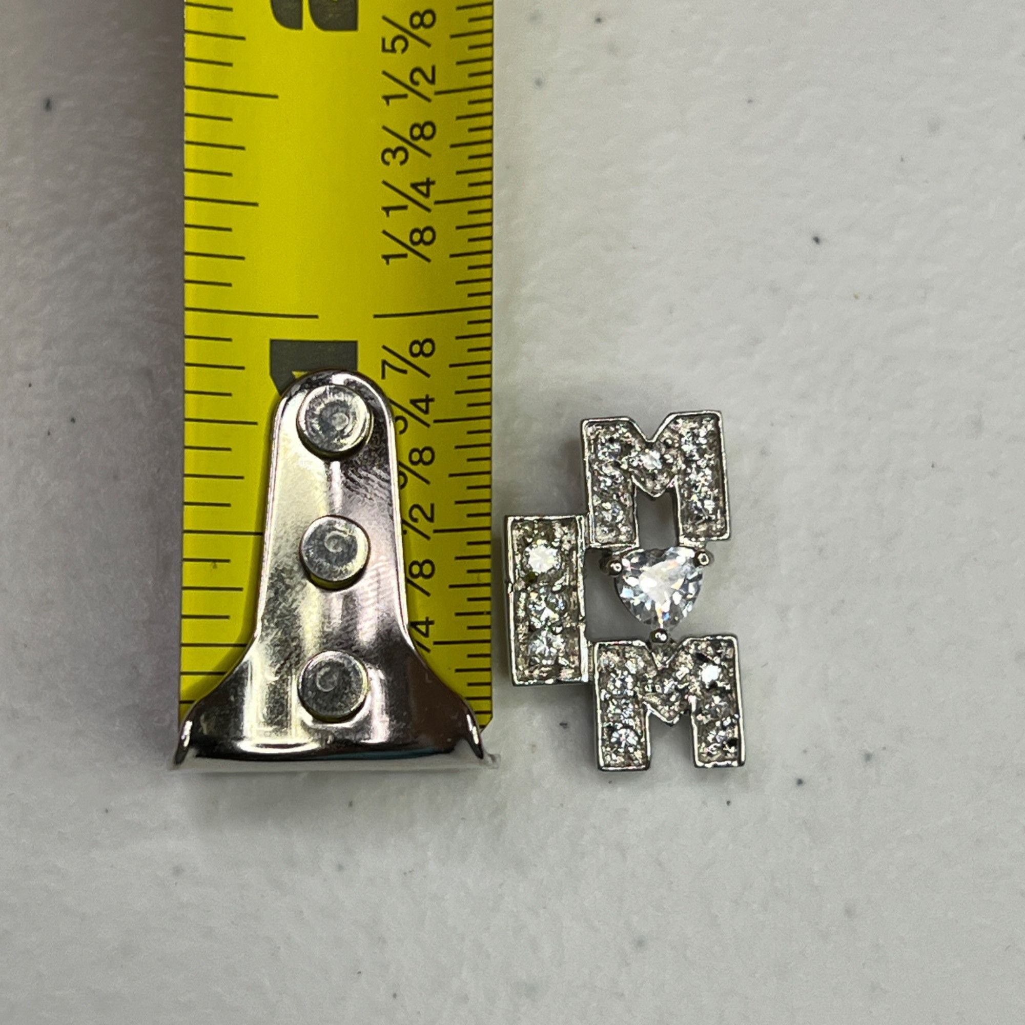Designer Cubic Zirconia Silver-Tone Womens "Mom" Pendant Size ONE SIZE - 4 Thumbnail