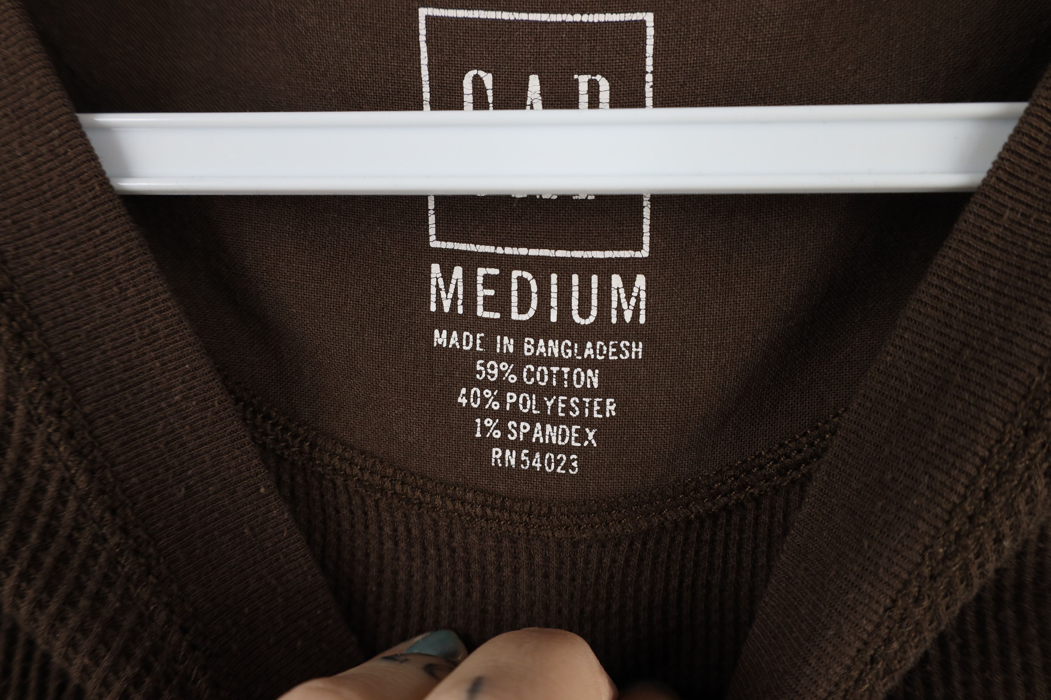 Gap × Vintage Vintage Gap Thermal Waffle Knit Long Sleeve T-Shirt Brown Size US M / EU 48-50 / 2 - 5 Thumbnail