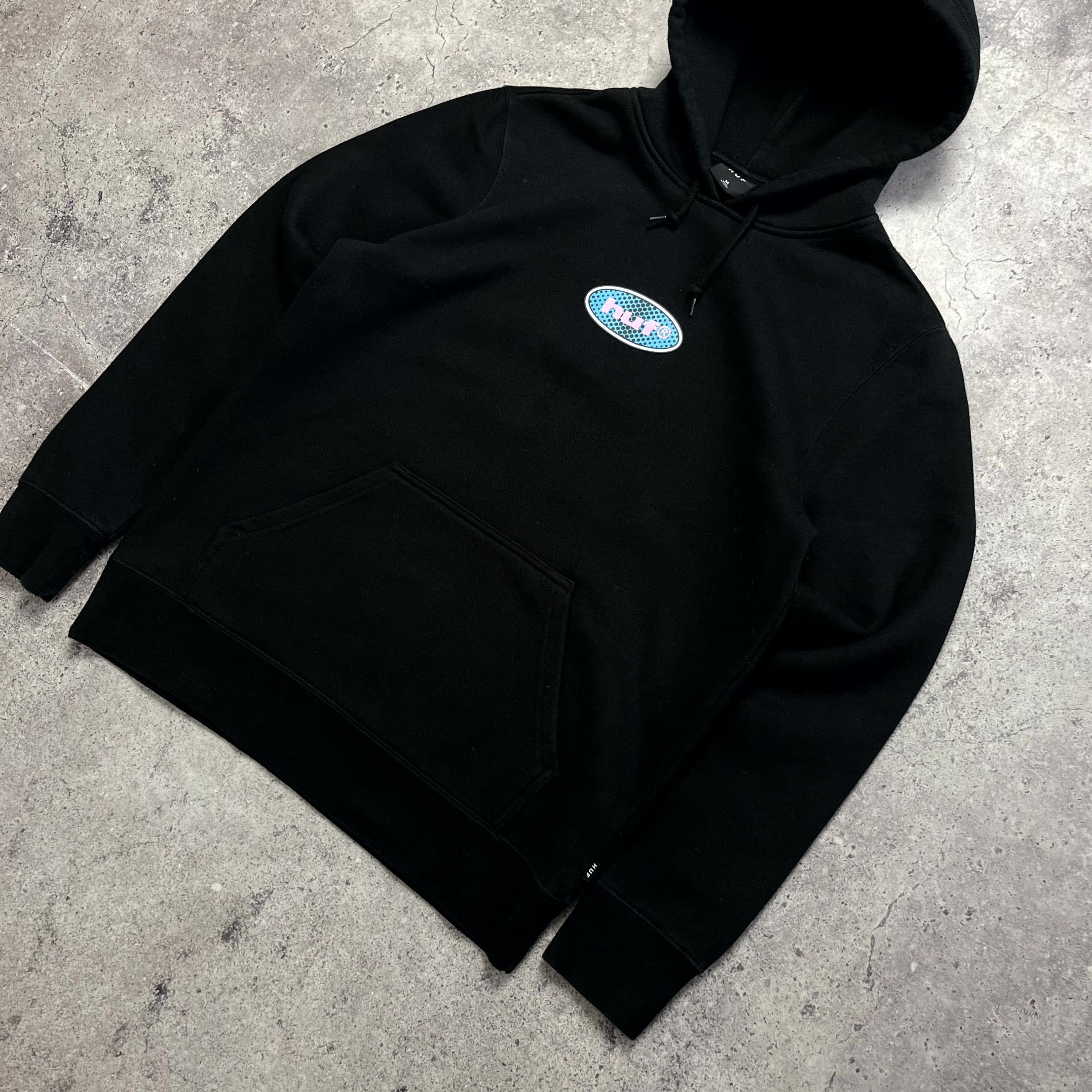 Huf HUF Logo Cotton Blend Black Hoodie Streetwear Skate Size M Size US M / EU 48-50 / 2 - 4 Thumbnail