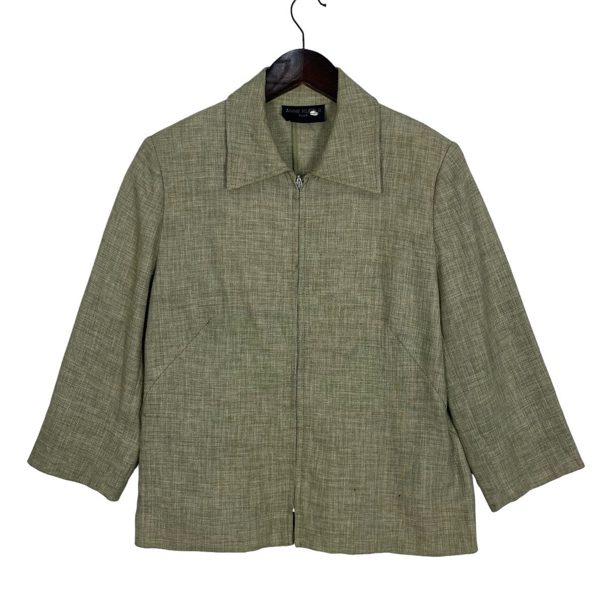 image of Anne Klein Ii Plus Blazer/jacket Women Full Zipper in Green (Size Small)