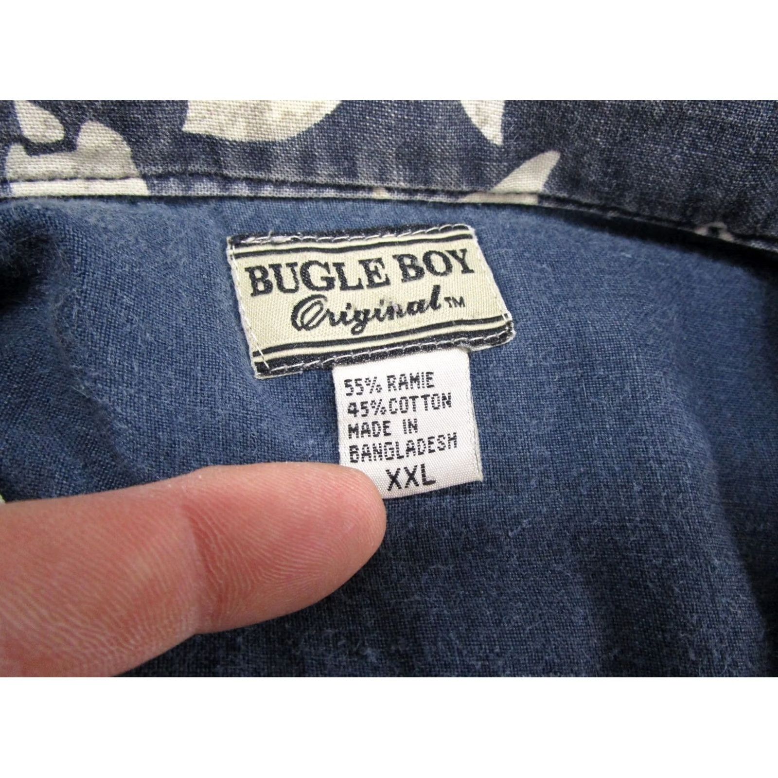 Bugle Boy VINTAGE Bugle Boy Hawaiian Style Button Shirt Short Sleeve Men's 2XL Blue Tropical Floral Shirt, Button-Up, Ramie Blend, Cotton, 2XL, Men Size US XXL / EU 58 / 5 - 2 Thumbnail