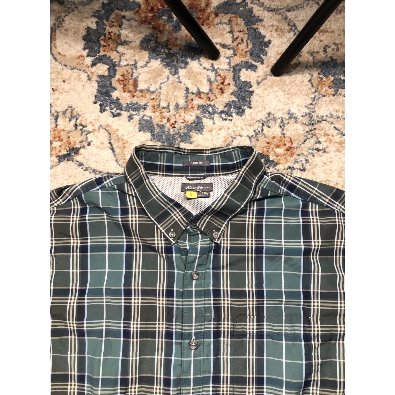 Eddie Bauer Eddie Bauer Shirt Mens 2XL Plaid Button-Down Long Sleeve Classic Fit Green Blue Size US XXL / EU 58 / 5 - 2 Thumbnail