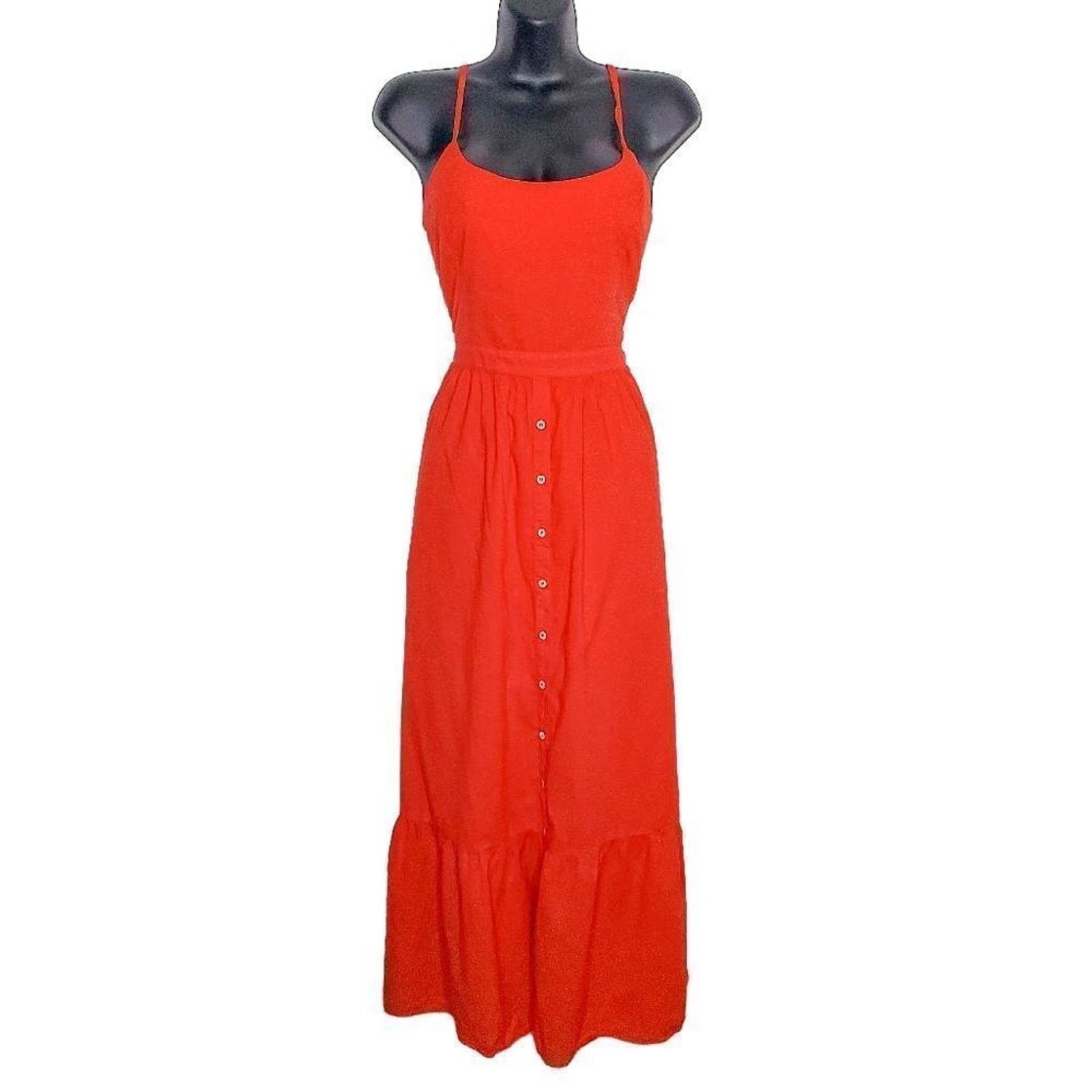 Xirena Xirena Red Torch Lena Strappy Button Front Maxi Dress Sz L Size L / US 10 / IT 46 - 3 Thumbnail