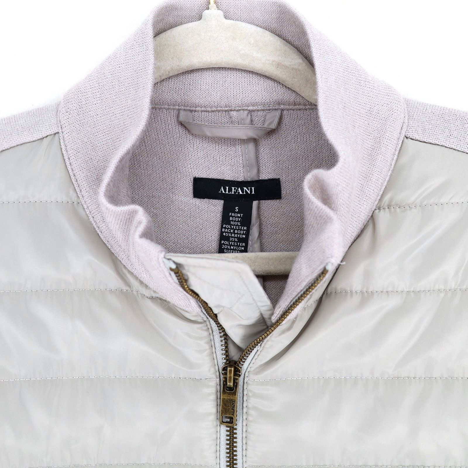 Alfani Alfani Men's Grey Mixed-Media Full-Zip Bomber Jacket Size S Size US S / EU 44-46 / 1 - 3 Thumbnail