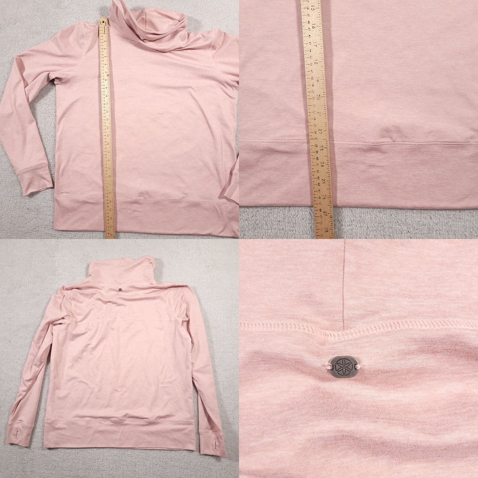Vintage Gaiam Sweatshirt Women's XL Pink Cowl Neck Activewear Performance Thumbholes Shirt Fits Athletic Womens Size XL / US 12-14 / IT 48-50 - 8 Thumbnail
