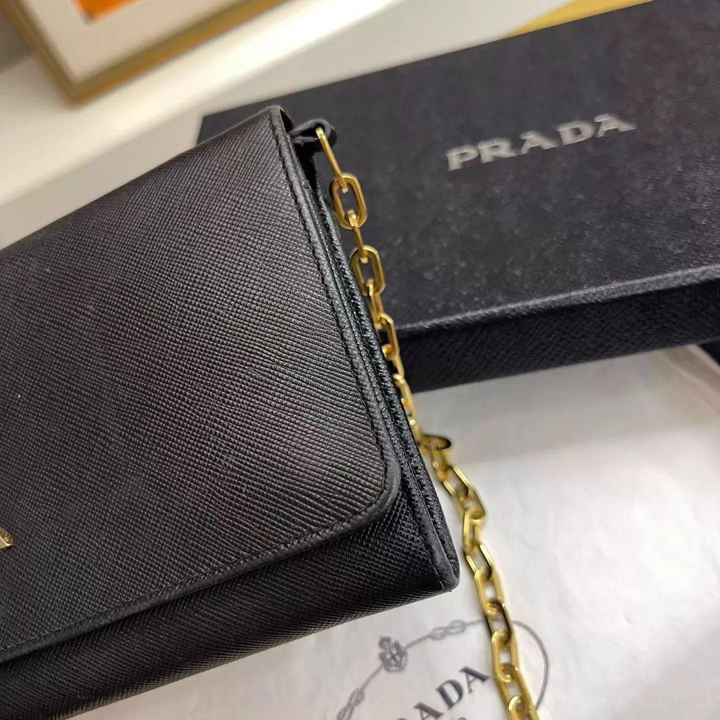 Prada Prada Black Chain WOC Crossbody Calfskin Bag Size ONE SIZE - 2 Thumbnail