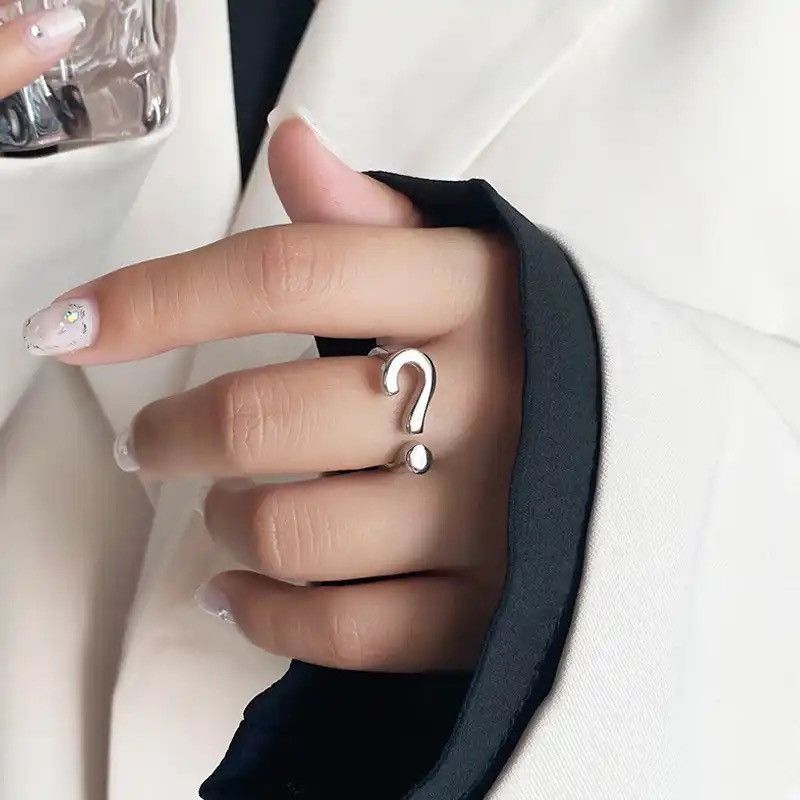 Jewelry Question Mark Ring 2000s ? Punk Grunge Riddler Symbol Art Size ONE SIZE - 2 Thumbnail
