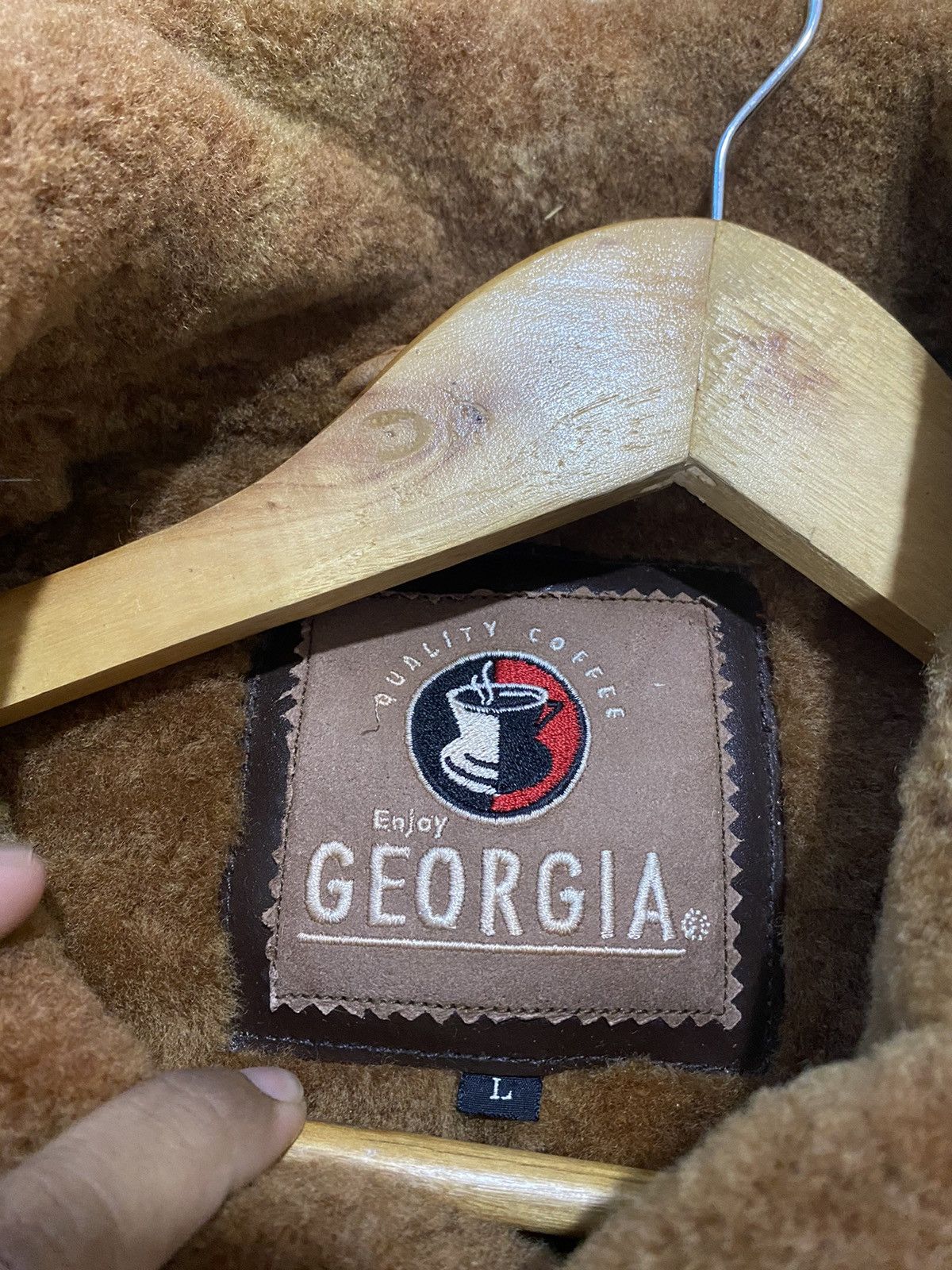 Leather Rare GEORGIA COFFEE Leather Jacket Fleece Inside Full Button Size US L / EU 52-54 / 3 - 8 Thumbnail