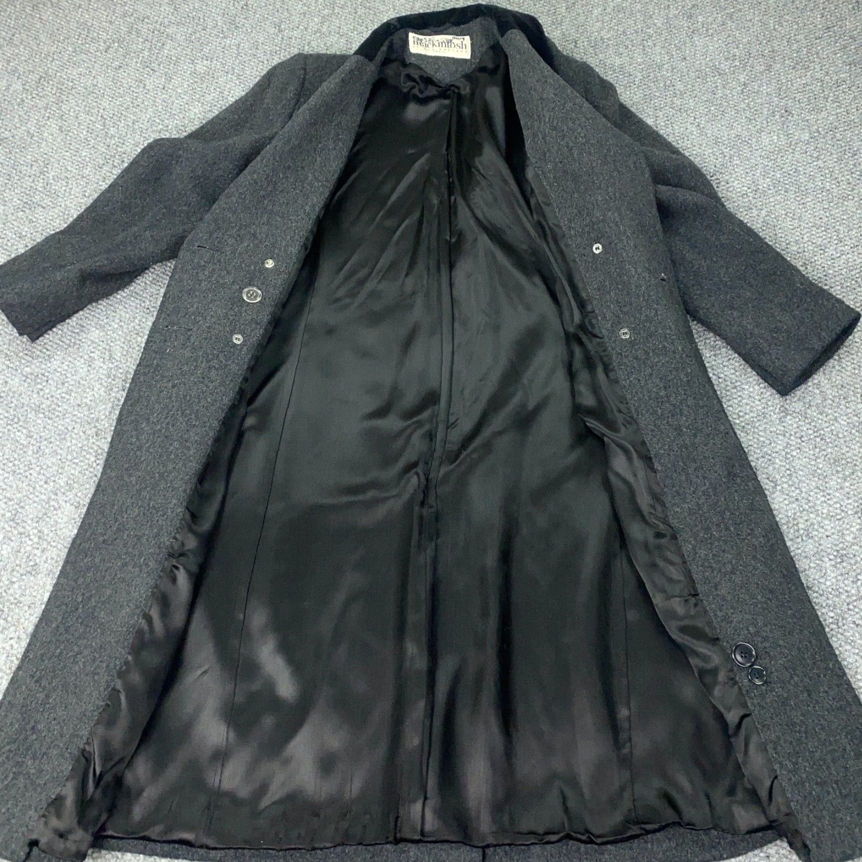 Mackintosh VINTAGE Mackintosh Coat Womens 12 Gray Wool Jacket Lined Velvet Collar Size XL / US 12-14 / IT 48-50 - 4 Thumbnail