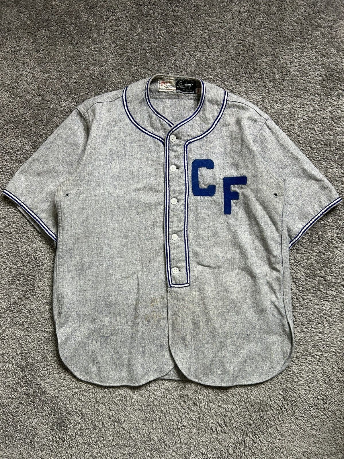 Vintage Vintage 50s Rawlings Meat Market Wool Baseball Jersey Size US L / EU 52-54 / 3 - 1 Thumbnail