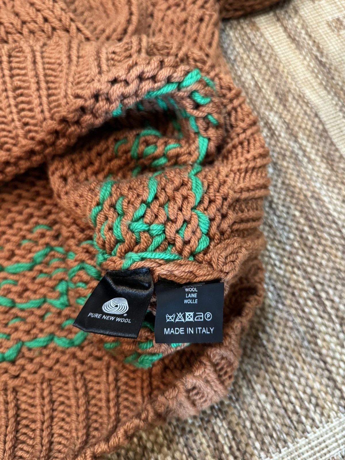 Raf Simons Raf Simons FW17 Disturbed Jacquard Brown Green Sweater Size US M / EU 48-50 / 2 - 6 Thumbnail