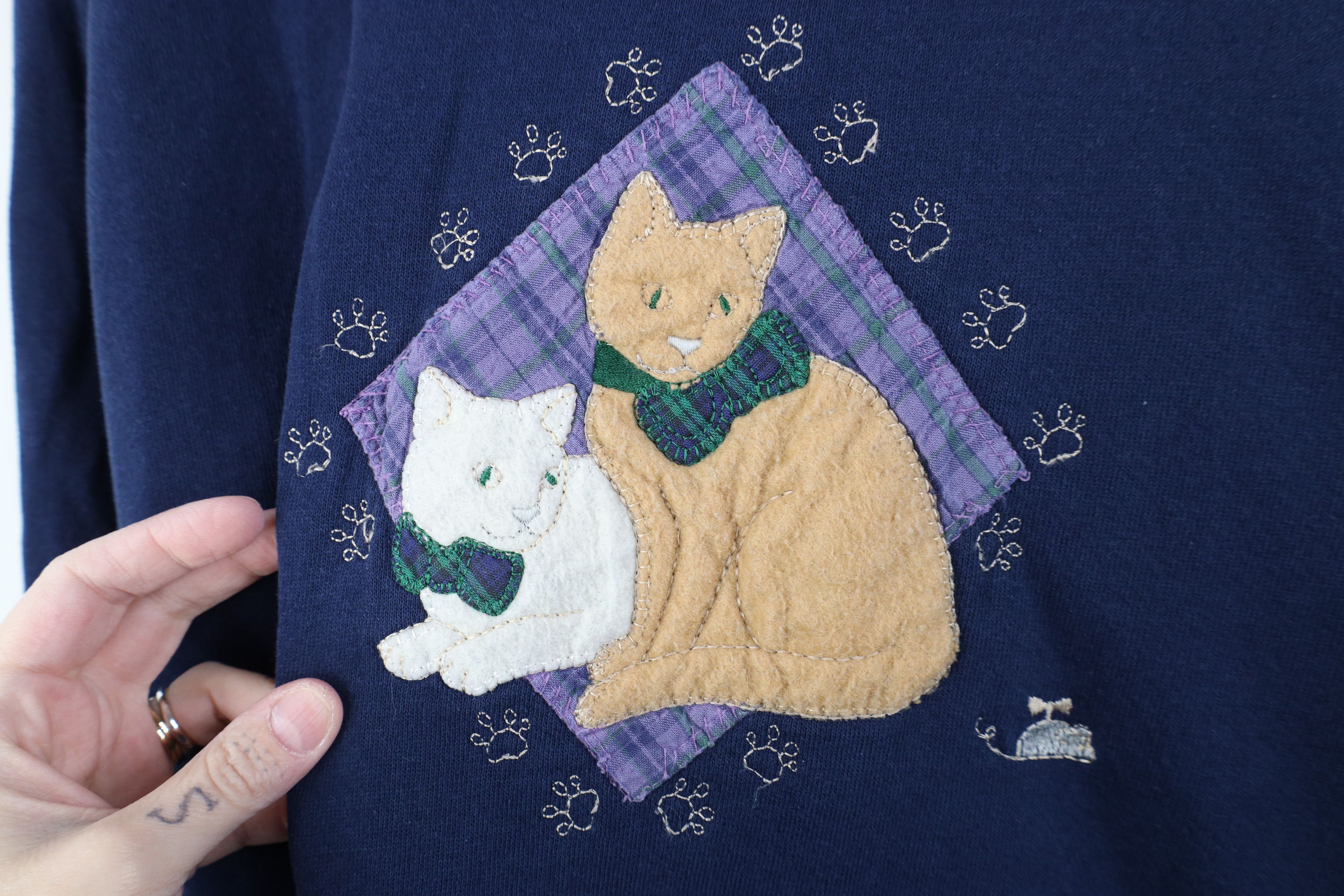 Vintage Vintage 90s Streetwear Cat Kitten Crewneck Sweatshirt USA Size L / US 10 / IT 46 - 4 Thumbnail