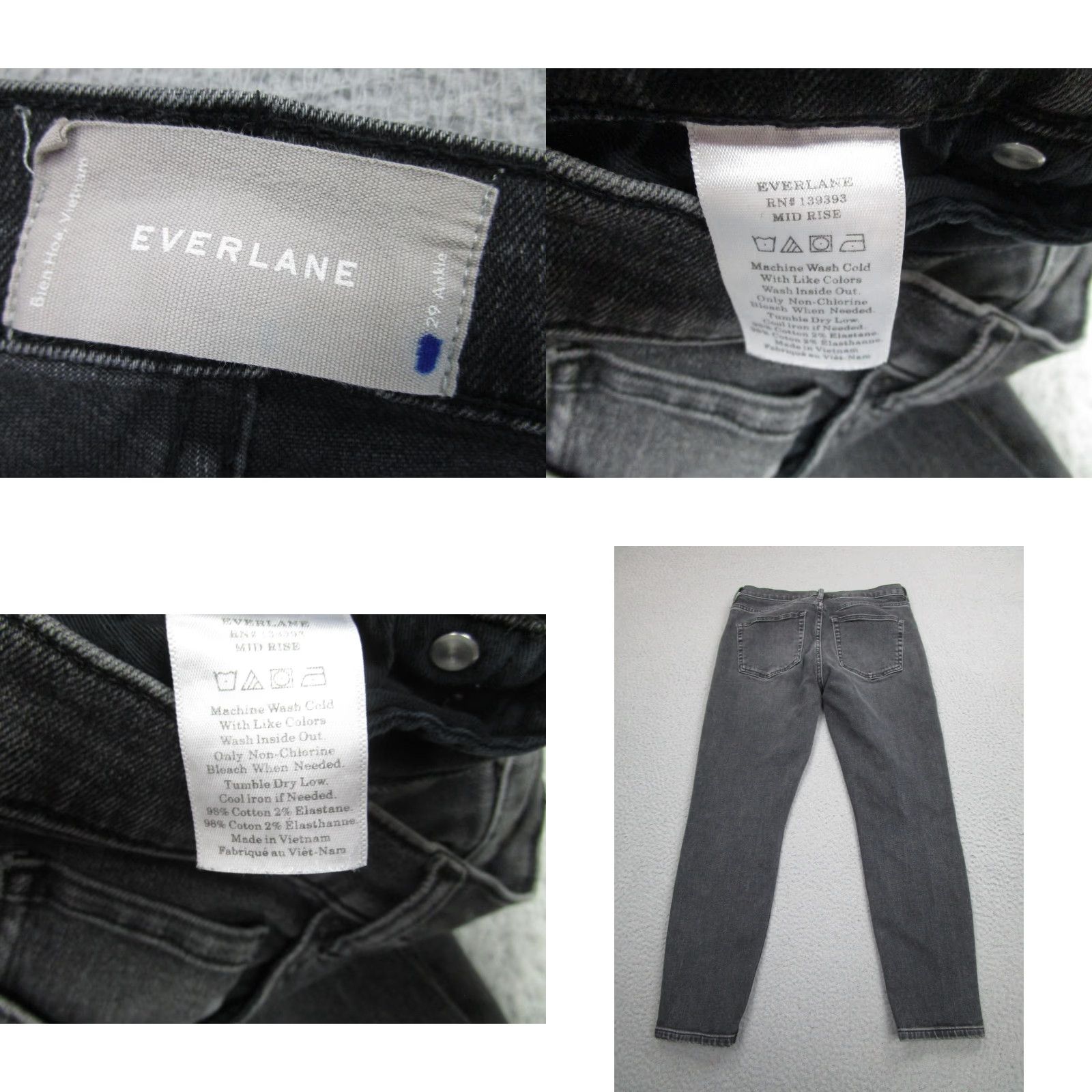 Everlane Everlane Women's Jeans 29 Black Ankle Skinny Mid Rise Stretch Denim Pants Size 29" - 8 Thumbnail