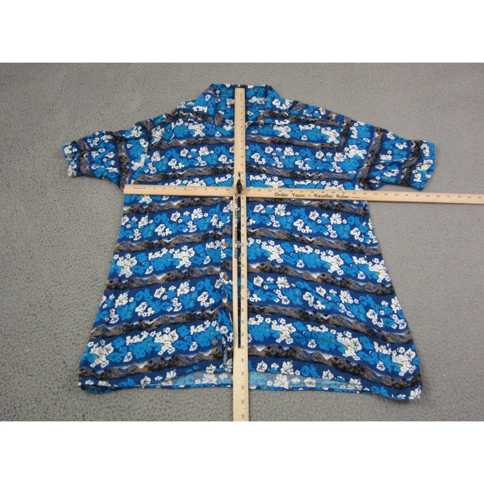 Vintage Town Craft Shirt Mens Large Blue Hawaiian Floral Button Up 90s Camp Casual Shirt Size US L / EU 52-54 / 3 - 7 Thumbnail