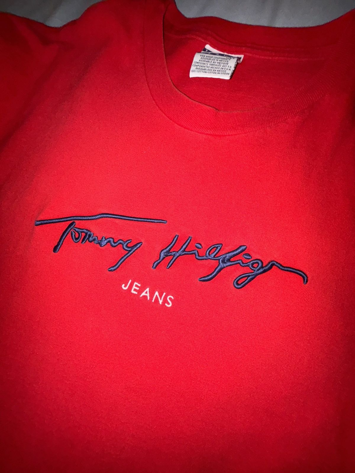Vintage Tommy Hilfiger Signature Spellout Embroidered Logo Jeans 90s Size US L / EU 52-54 / 3 - 2 Preview