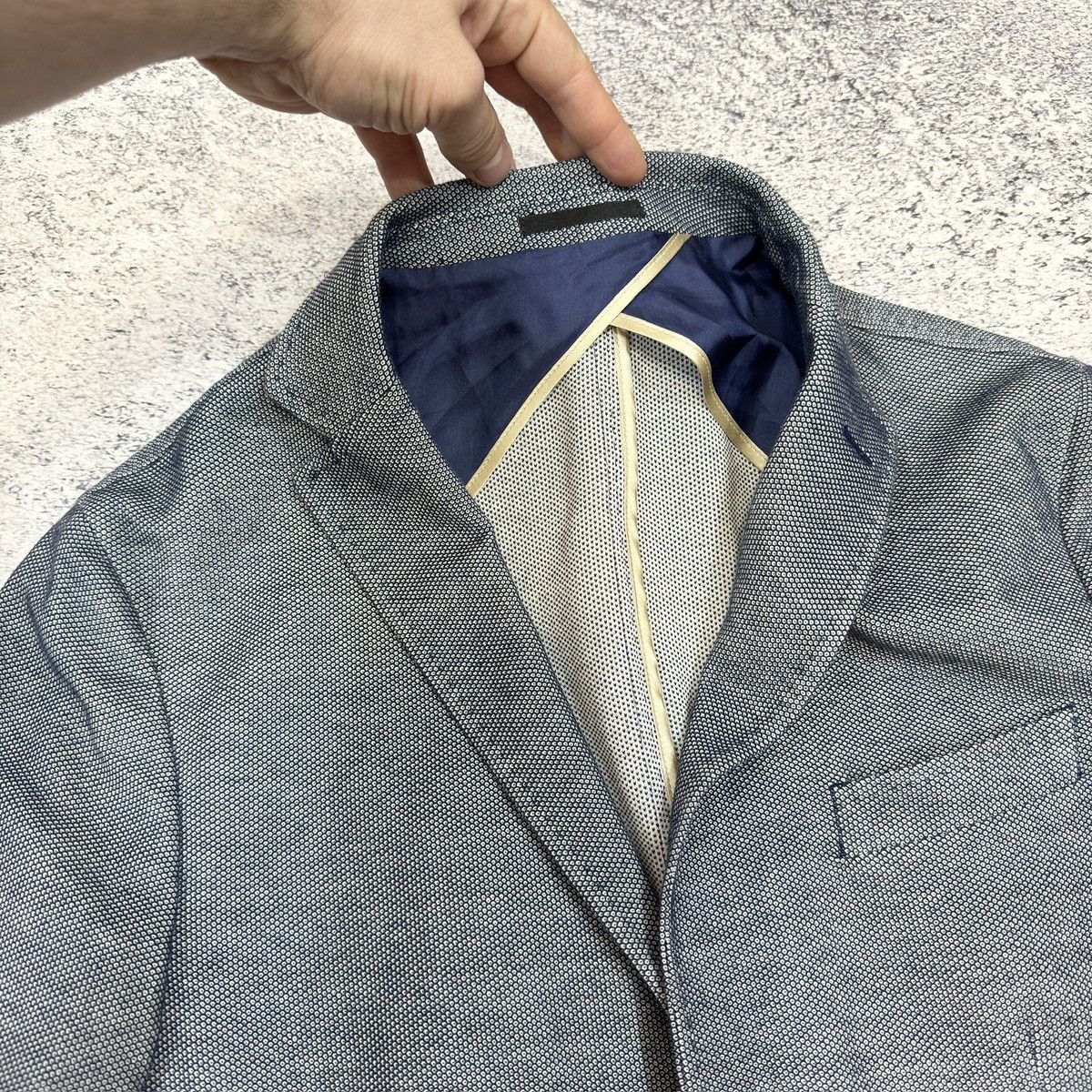 Designer × Paoloni Paoloni Mens Light Blue Jersey Jacket Blazer 52 size Size 52R - 5 Thumbnail