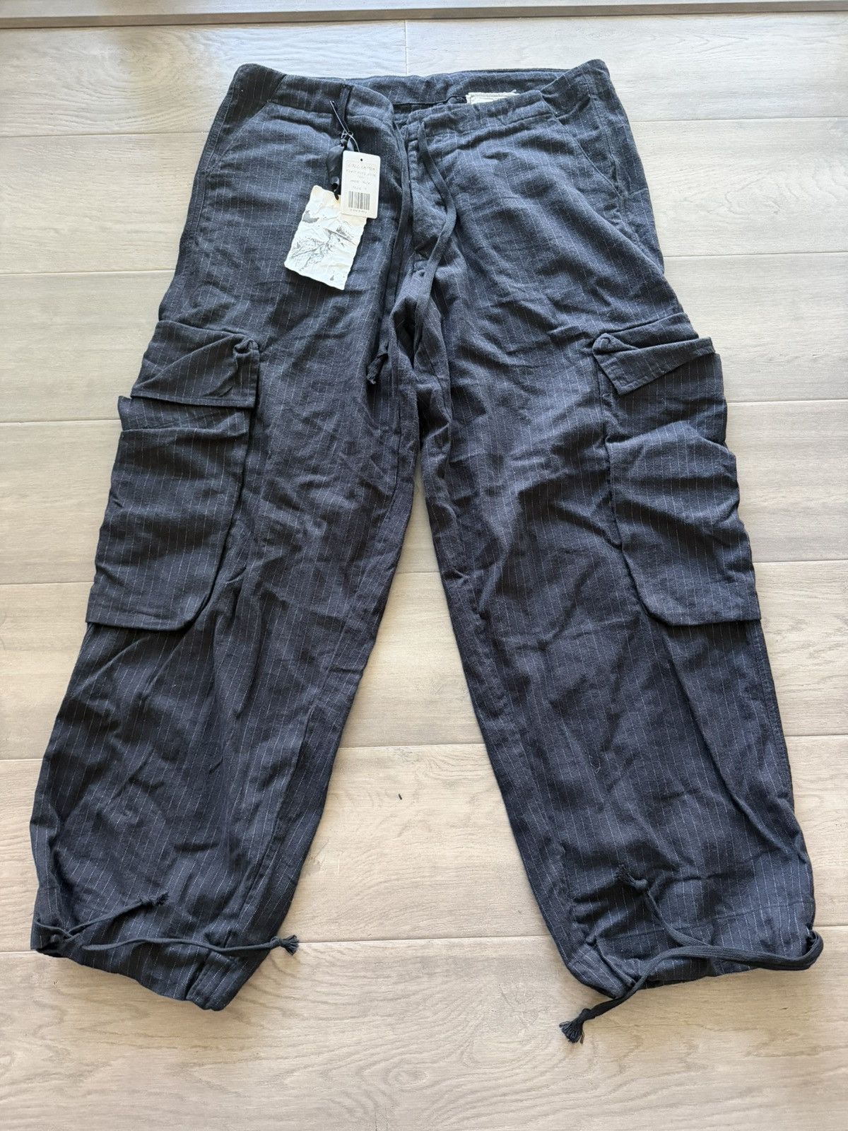 Greg Lauren Greg Lauren black pinstripe wide leg cargo size 3 Size US 36 / EU 52 - 1 Thumbnail