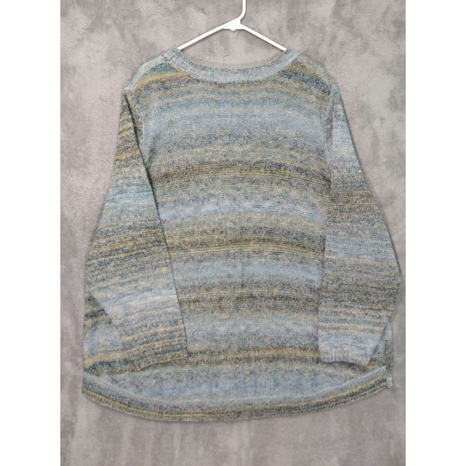 Vintage Catherines Sweater Pullover Womens 3X Plus Blue Striped Cable Knit Wool Blend Crew Neck Long Sleeve Knit Casual Winter Spring Fall Womens Size XXL / US 16-18 / IT 52-54 - 2 Thumbnail