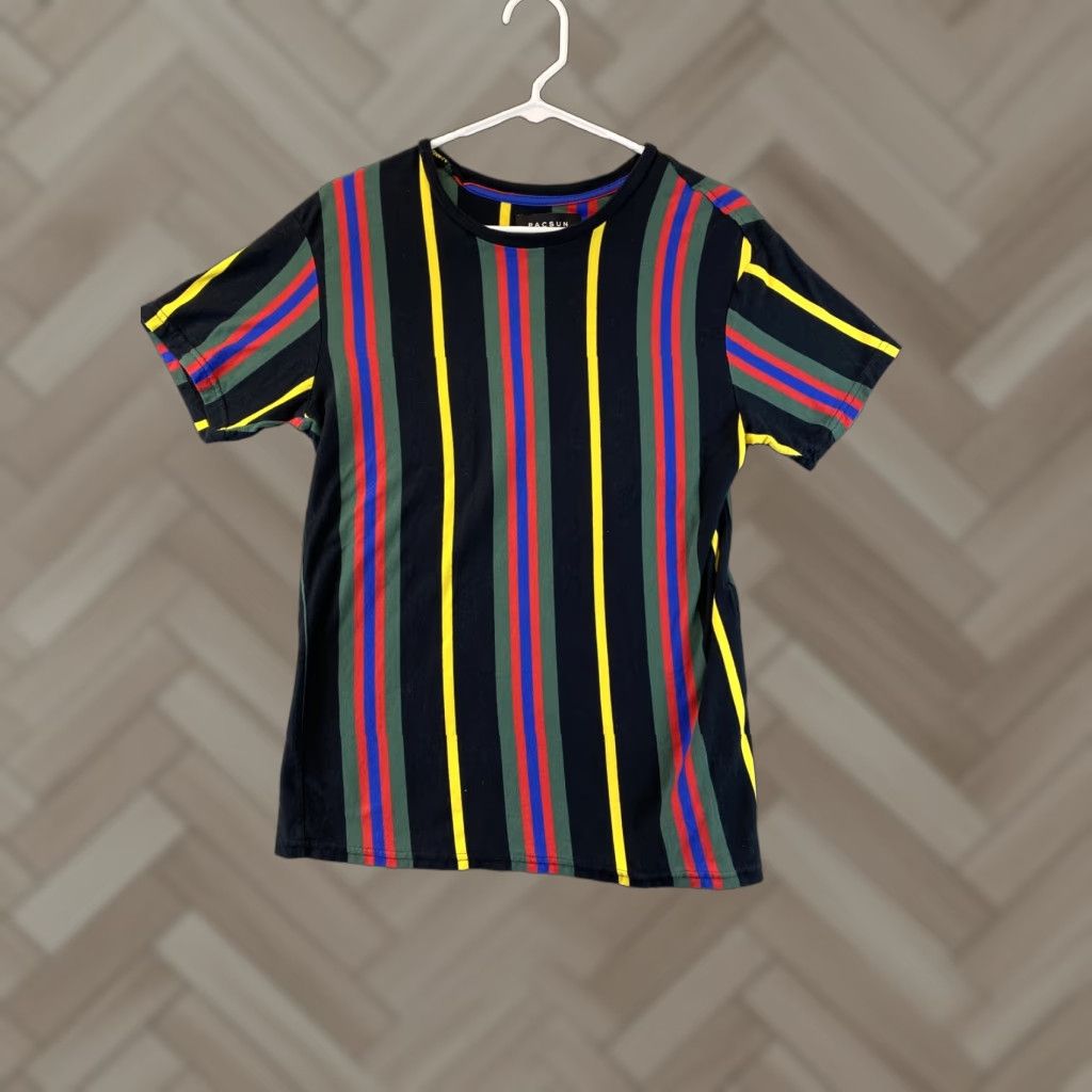Pacsun PACSUN PS Basics Striped Shirt Men S Multicolor Short Sleeve Crew Neck 69-39 Mens Size US S / EU 44-46 / 1 - 1 Thumbnail