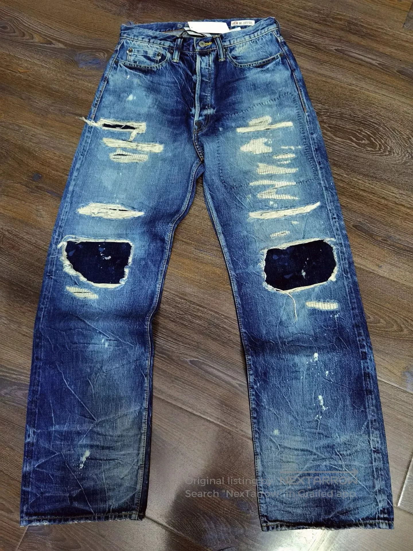 Visvim DENHAM Blue Distressed Paint Splatter Jeans. Size US 31 - 4 Thumbnail