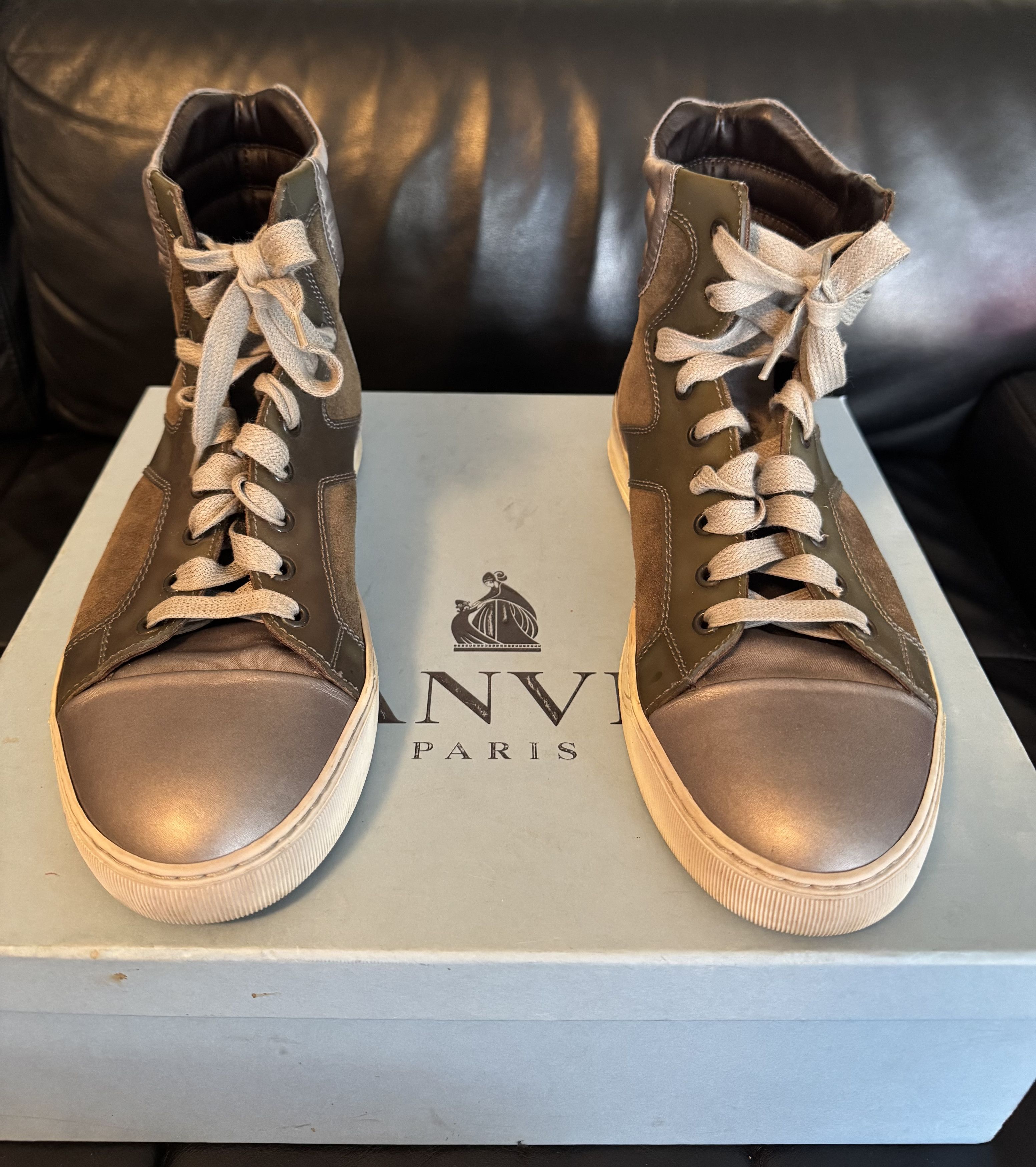 Lanvin Lanvin Tennis Haute Velours/Veau Metalisé High Trainer Size US 7 / EU 40 - 1 Thumbnail