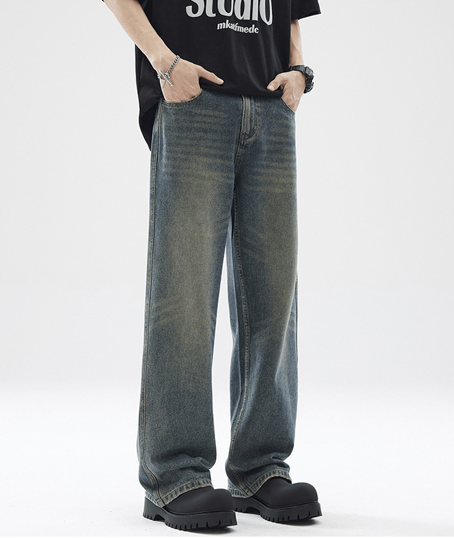Japanese Brand × Jean High street casual straight wide leg men's retro baggy jeans Size US 32 / EU 48 - 2 Thumbnail