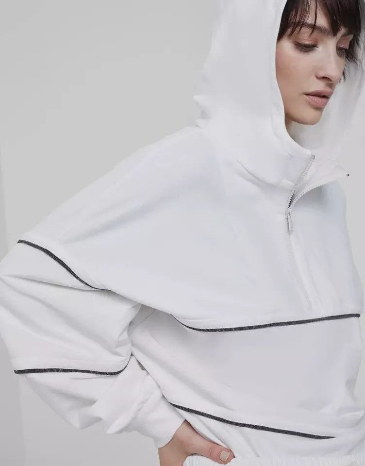 Brunello Cucinelli o1la1rc1a0325 Sweatshirt With Monili in White Size M / US 6-8 / IT 42-44 - 3 Thumbnail