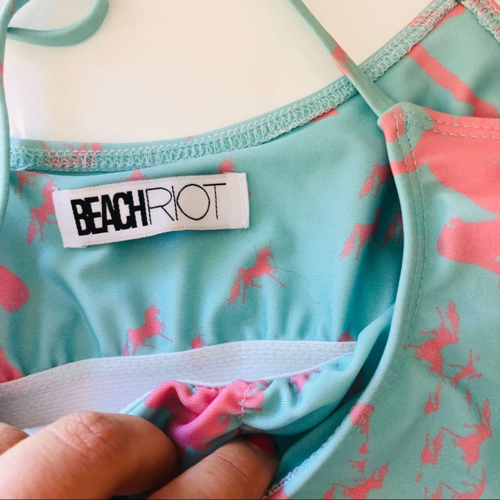 Anthropologie NEW BEACH RIOT Aqua Unicorn Ruffle Bikini Swim Top Size ONE SIZE - 6 Thumbnail